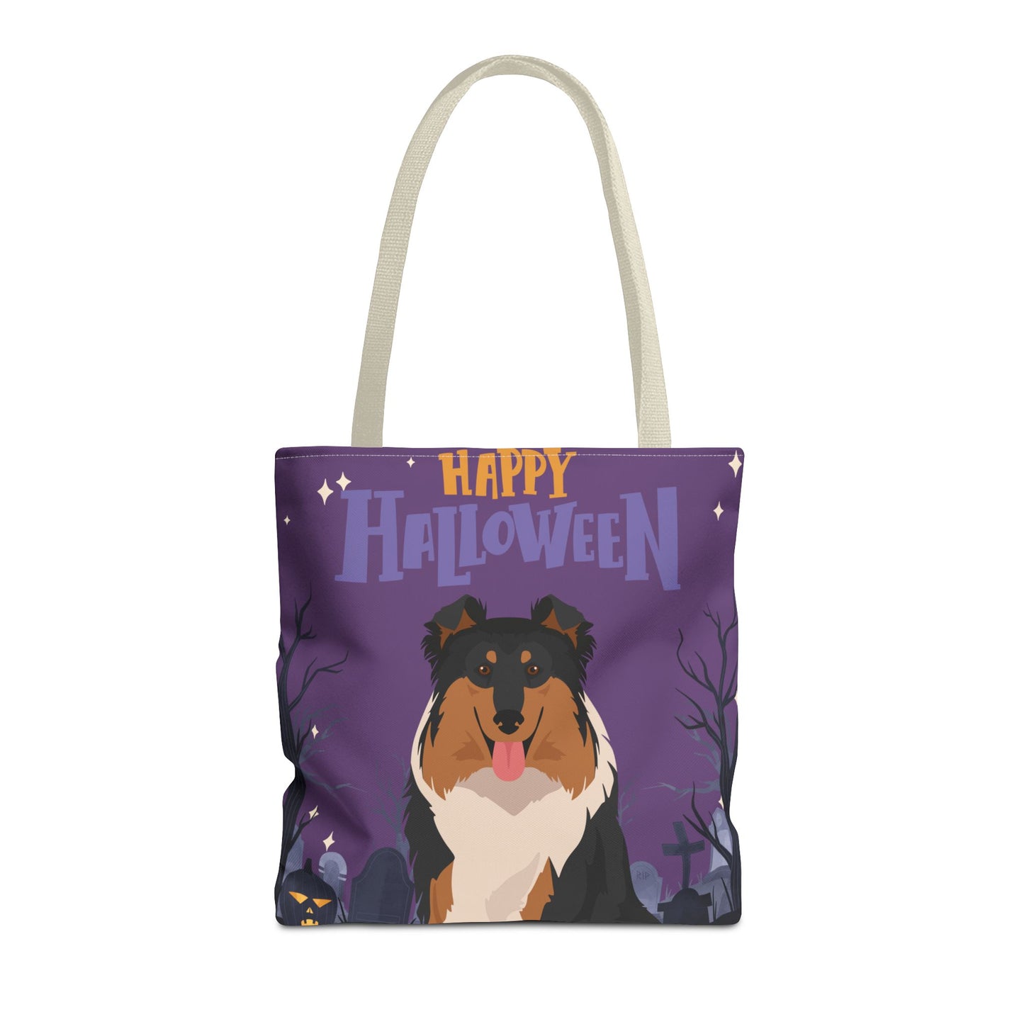 Collie Dog Happy Halloween Tote Bag 16x16