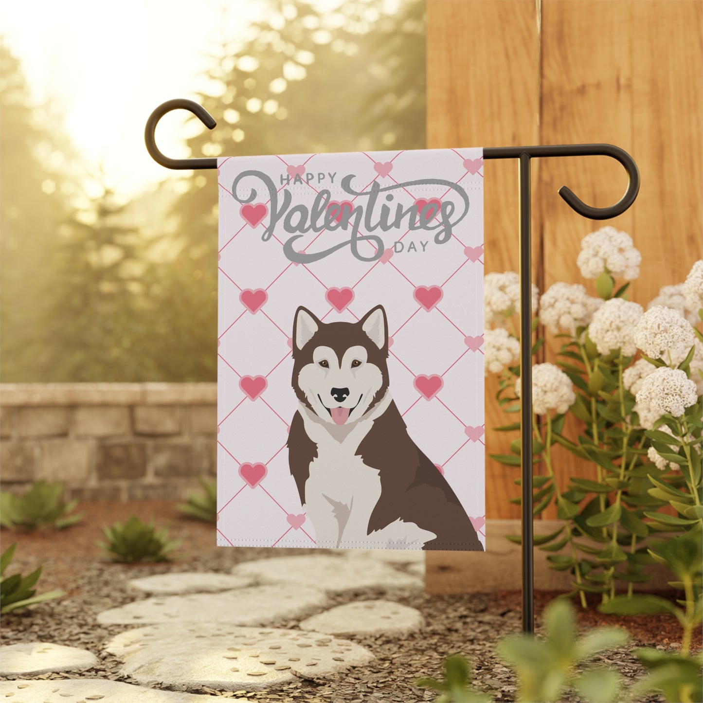 Canadian Inuit Dog Valentines Day Garden Flag