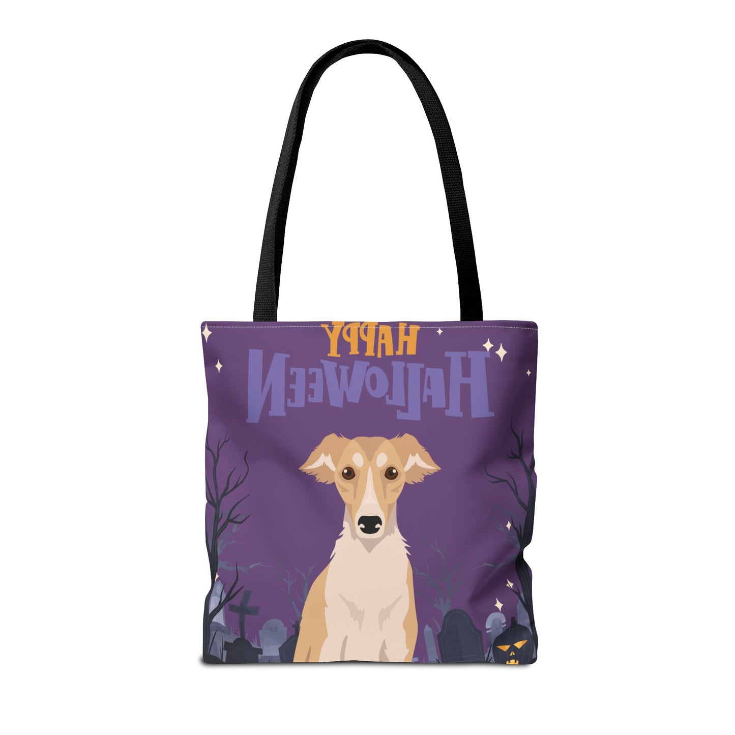 Silken Windhound Dog Happy Halloween Tote Bag 16x16