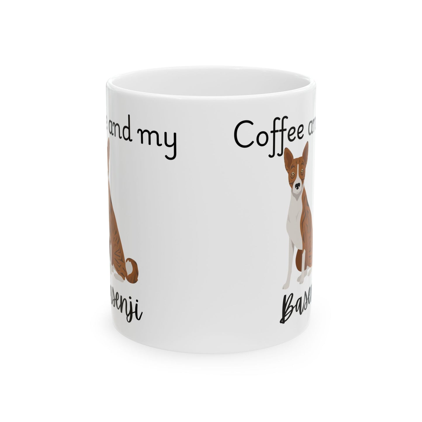 Coffee and My Basenji Ceramic Mug | Dog Lover Gift, Pet Owner Cup, Cute Mug for Dog Moms, Funny Mug for Coffee Lovers