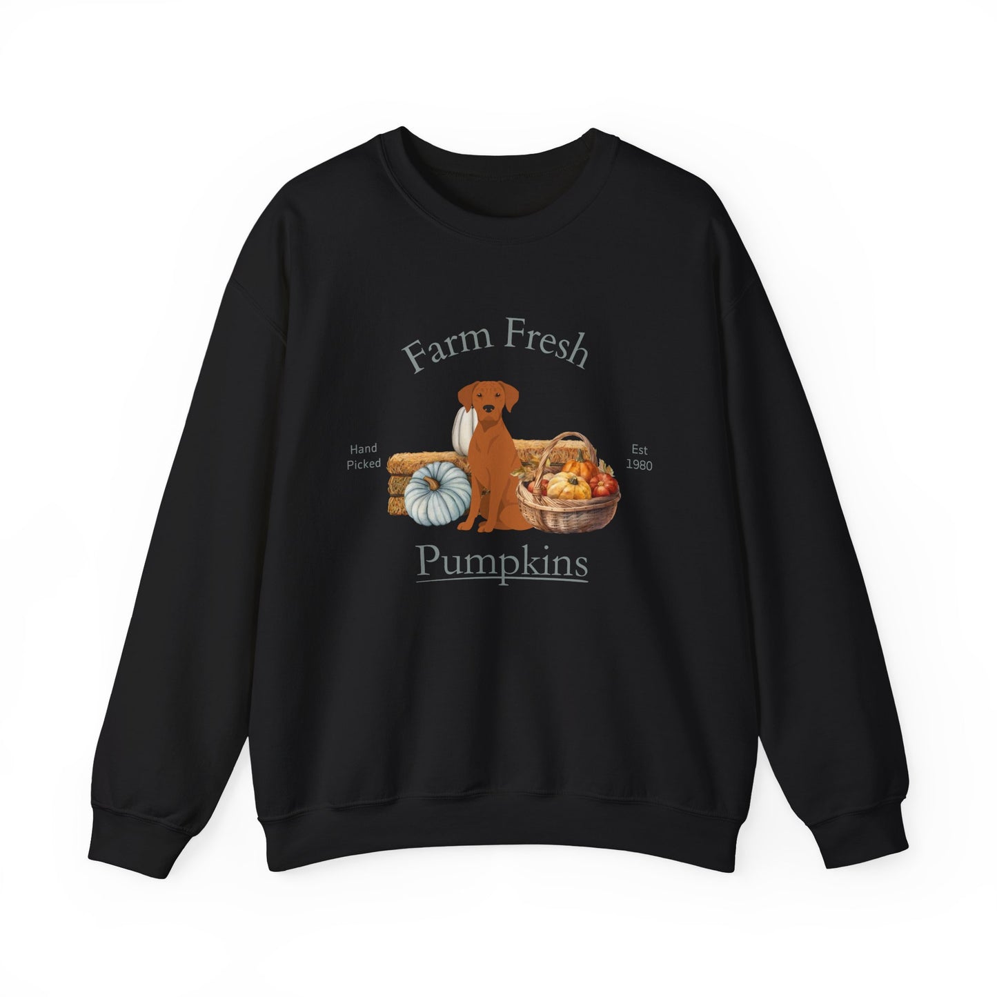 Rhodesian Ridgeback Dog Fall Farm Fresh Unisex Heavy Blend Crewneck Sweatshirt