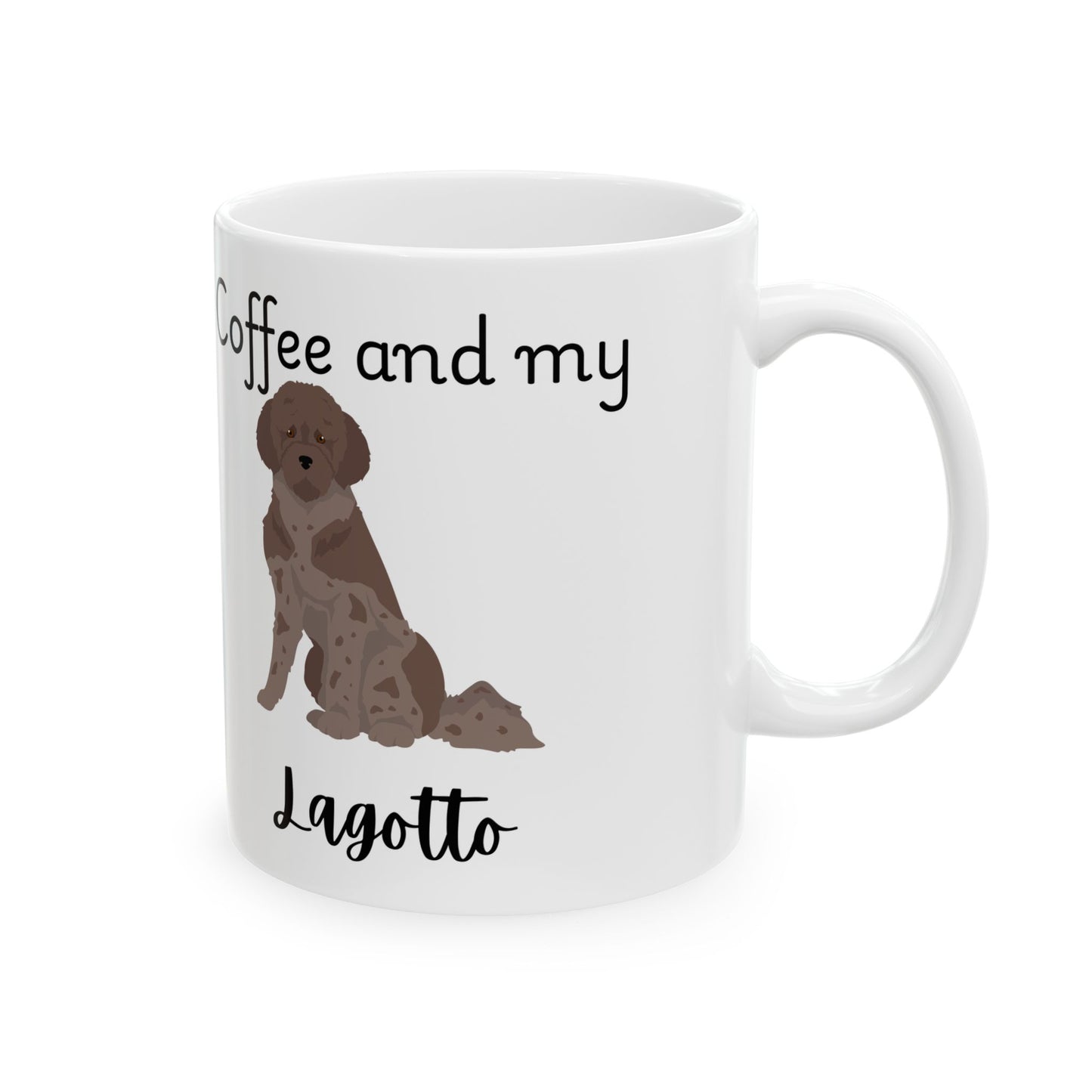 Coffee and My Lagotto Ceramic Mug | Dog Lover Gift, Pet Owner Cup, Cute Mug for Dog Moms, Funny Mug for Coffee Lovers