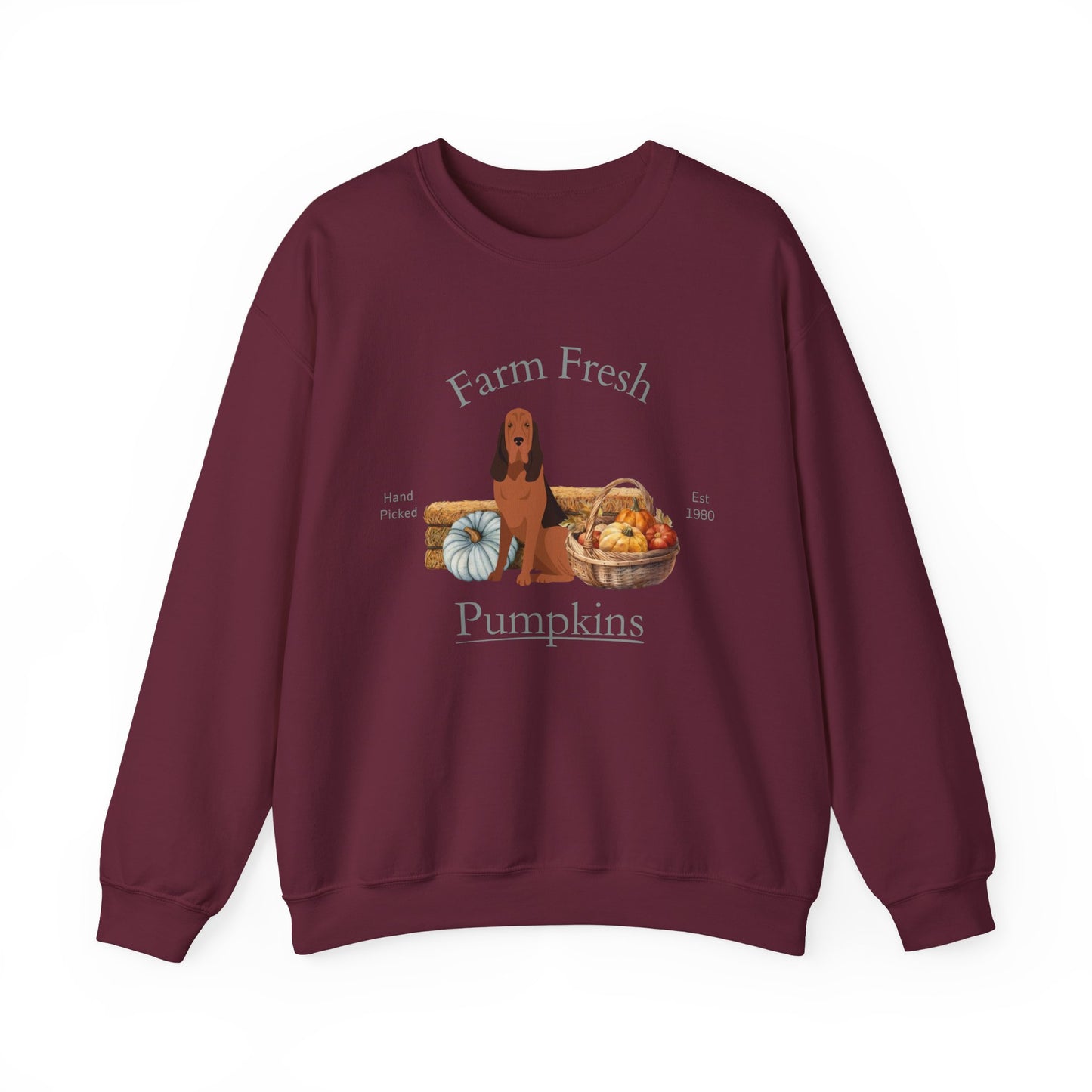 Bloodhound Dog Fall Farm Fresh Unisex Heavy Blend Crewneck Sweatshirt