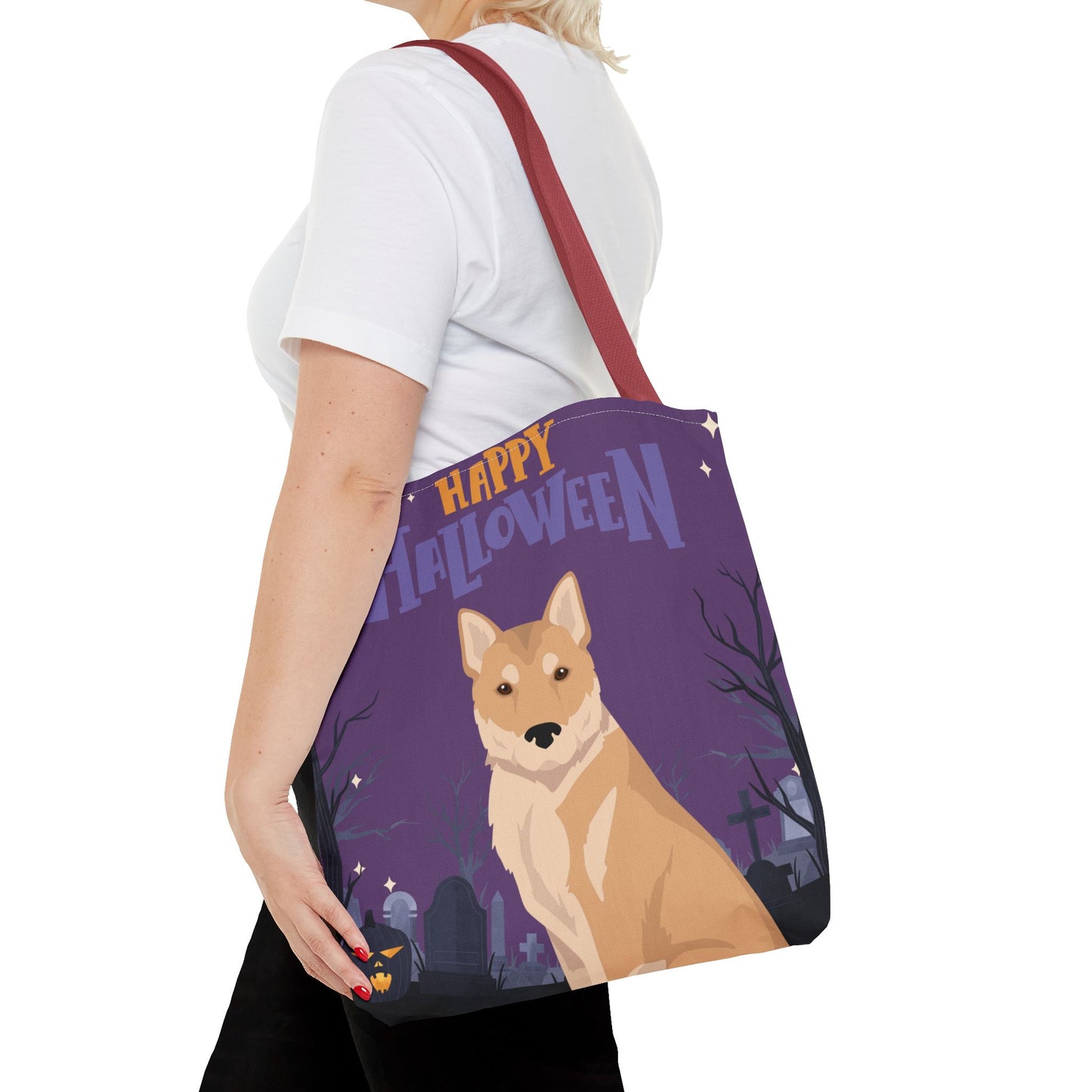 Korean Jindo Dog Happy Halloween Tote Bag 16x16