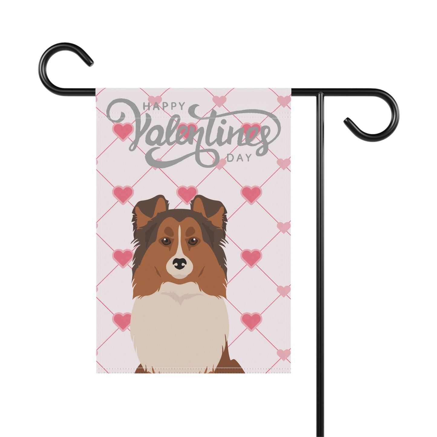 Shetland Sheepdog Dog Valentines Day Garden Flag