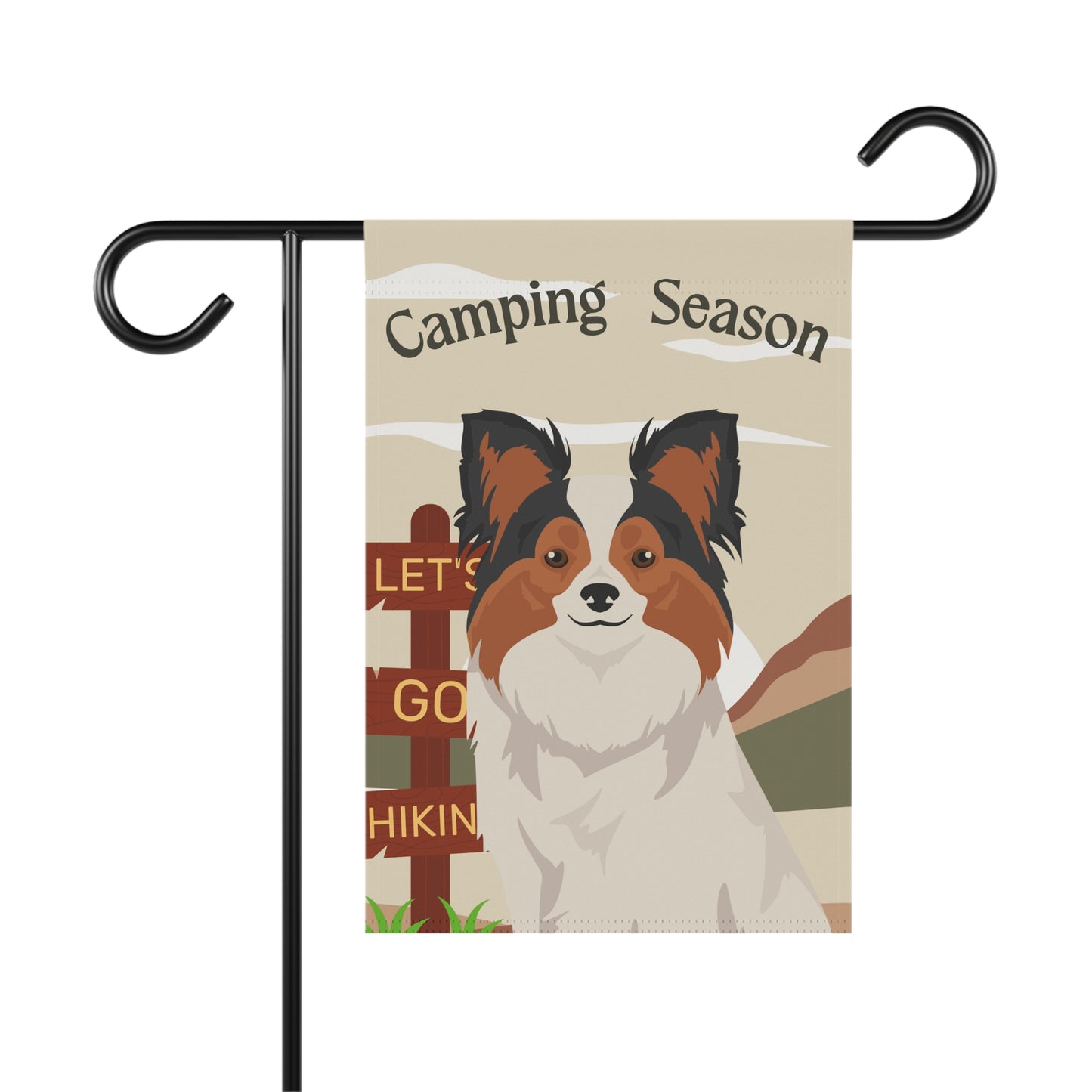 Papillon Dog Camping Garden Flag