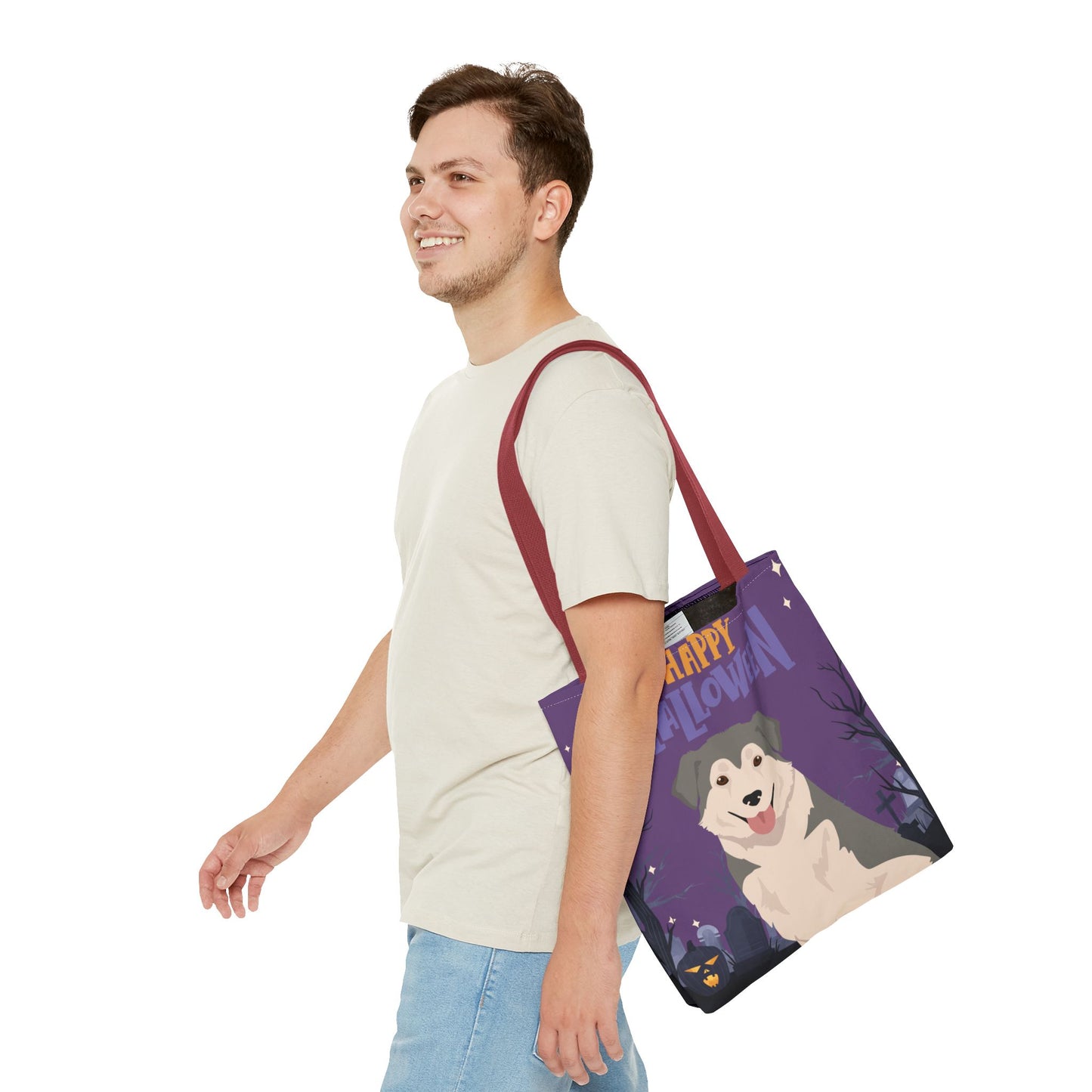 Aidi Dog Happy Halloween Tote Bag 16x16