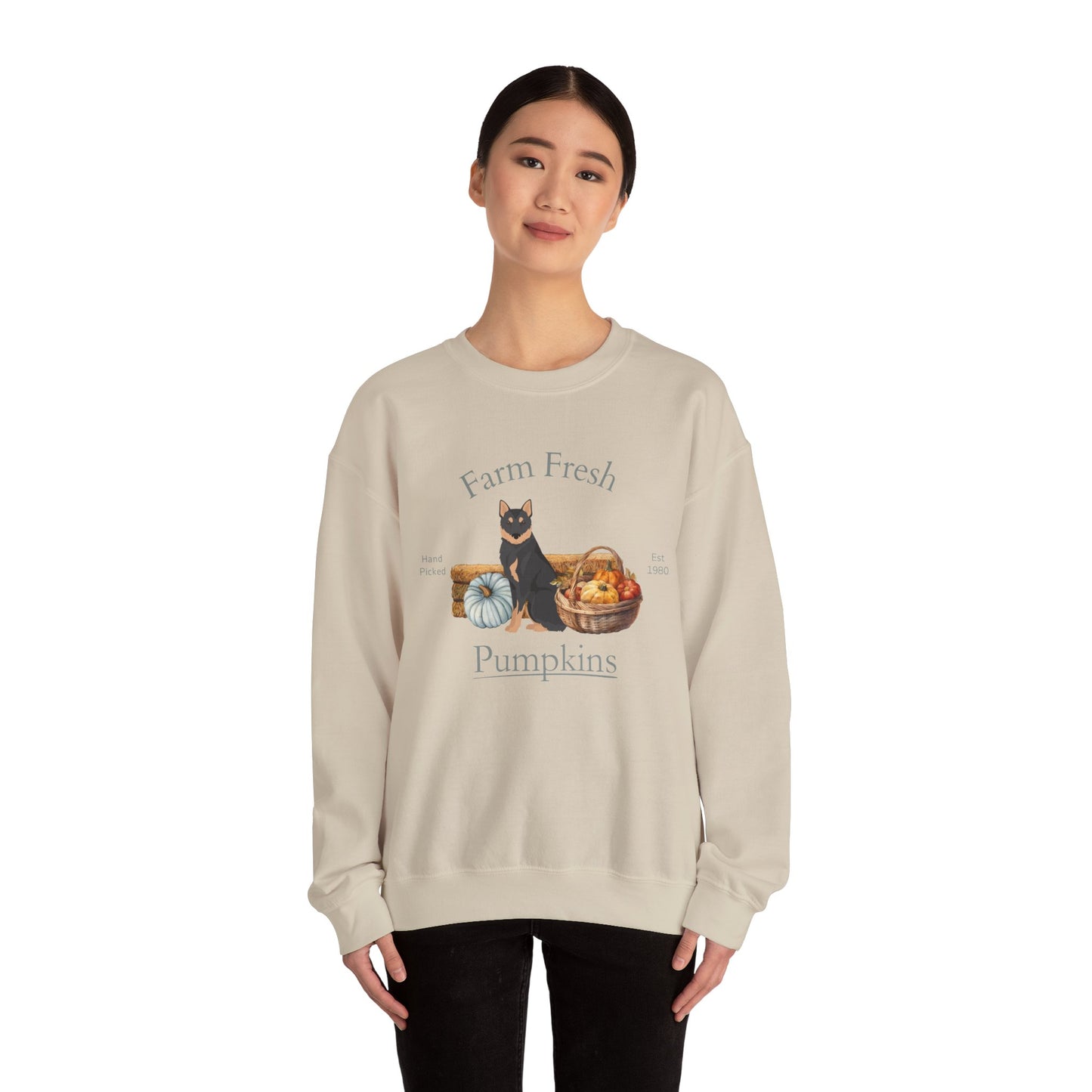 Korean Jindo Dog Fall Farm Fresh Unisex Heavy Blend Crewneck Sweatshirt