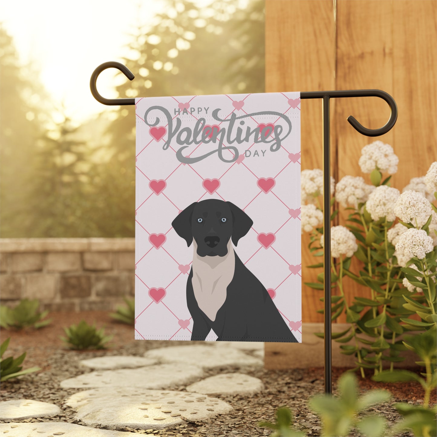 Catahoula Leopard Dog Valentines Day Garden Flag