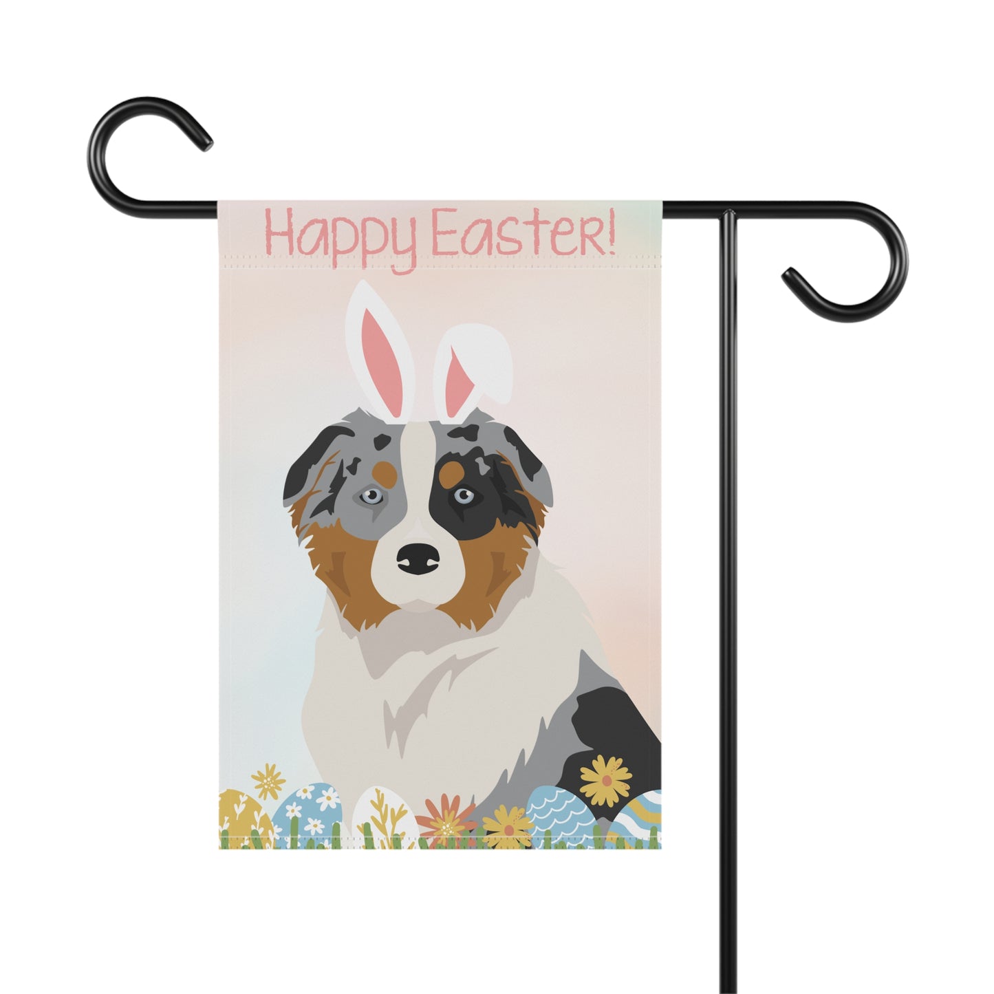 Australian Shepherd Dog Happy Easter Garden Flag