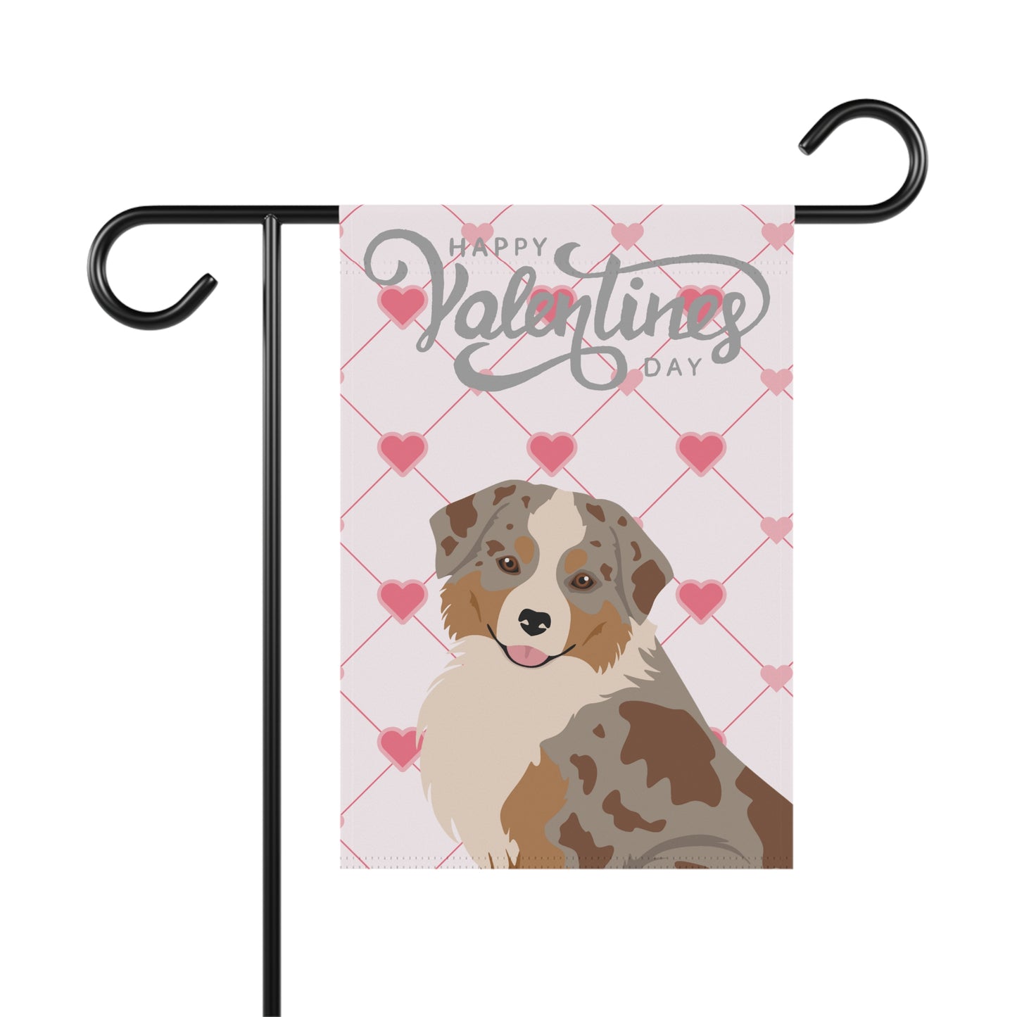 Mini American Shepherd Dog Valentines Day Garden Flag