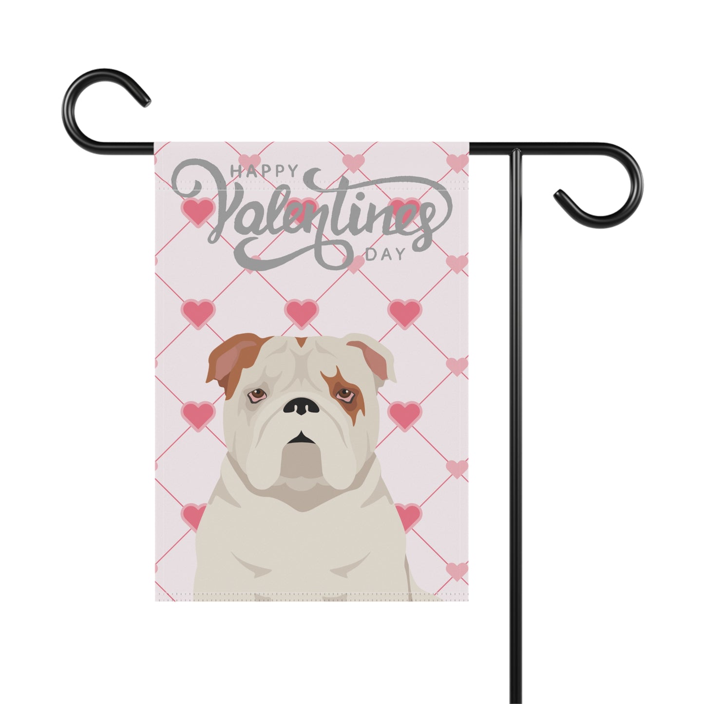 Bulldog Dog Valentines Day Garden Flag