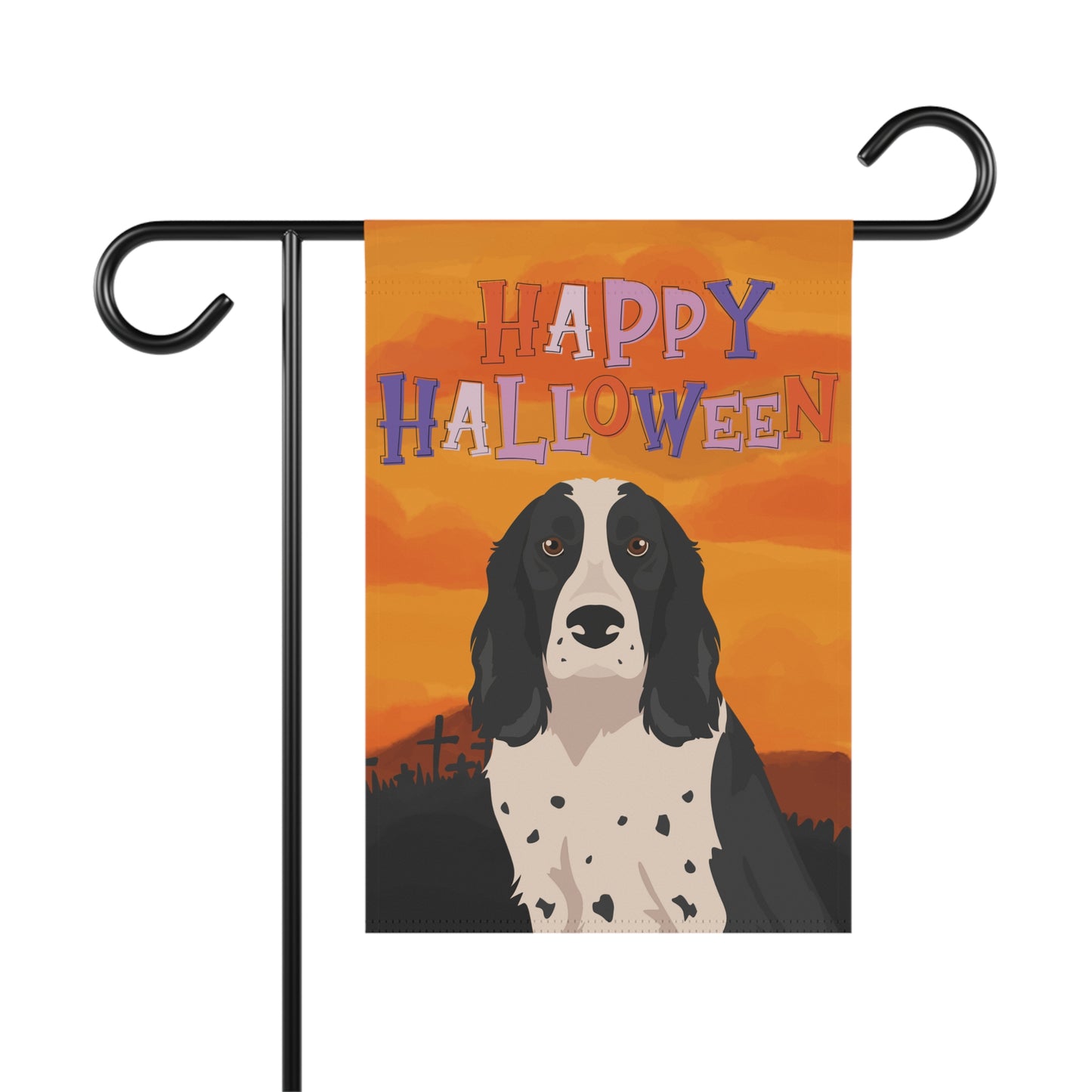 Russian Spaniel Dog Halloween Garden Flag