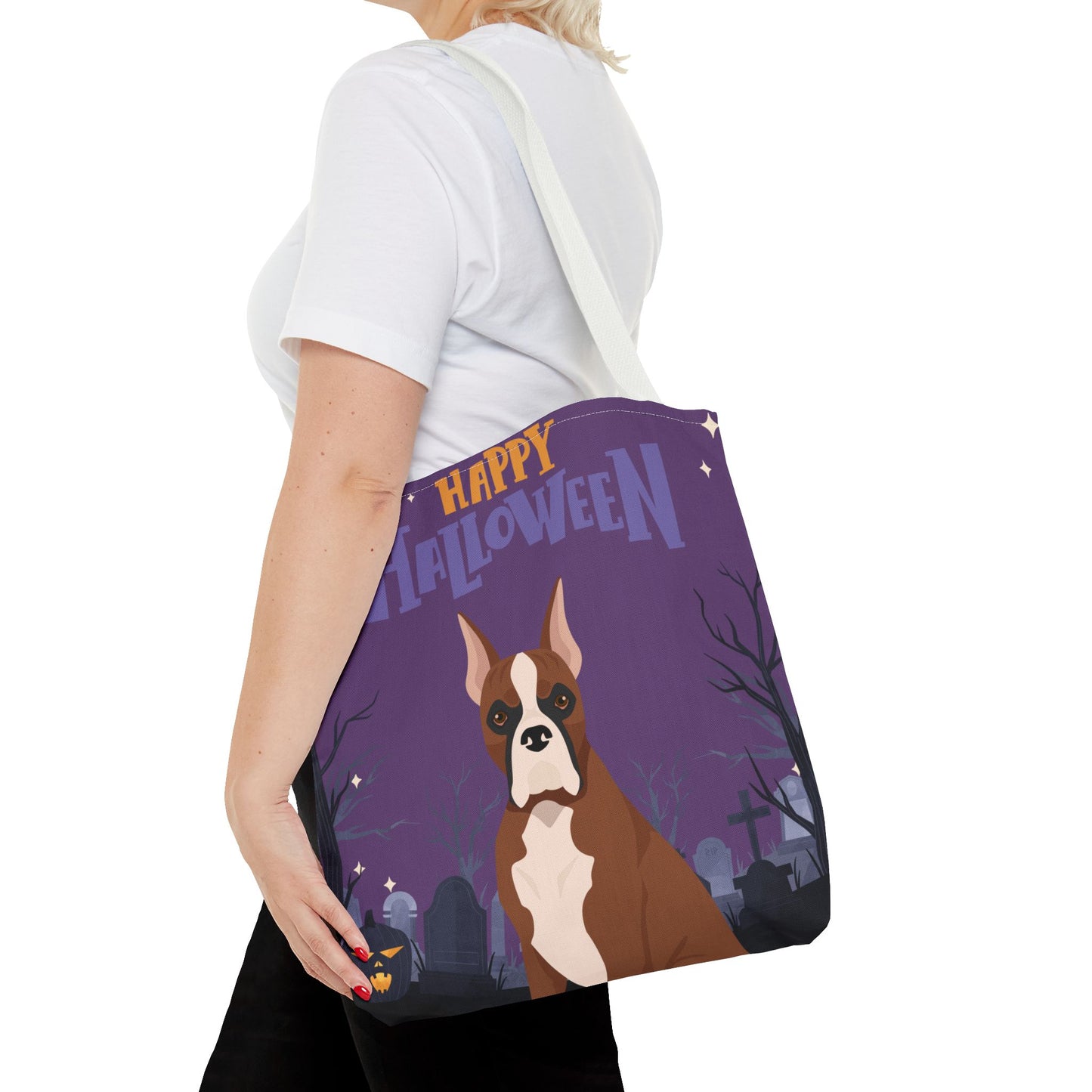 Boxer Dog Happy Halloween Tote Bag 16x16