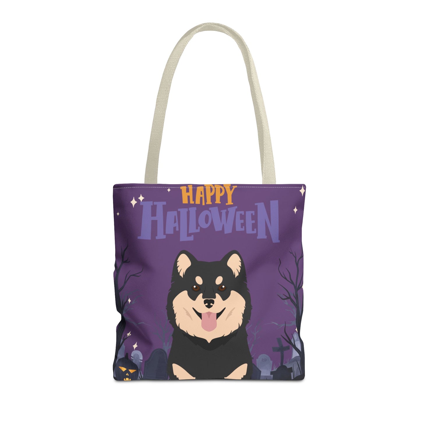 Finnish Lapphund Dog Happy Halloween Tote Bag 16x16