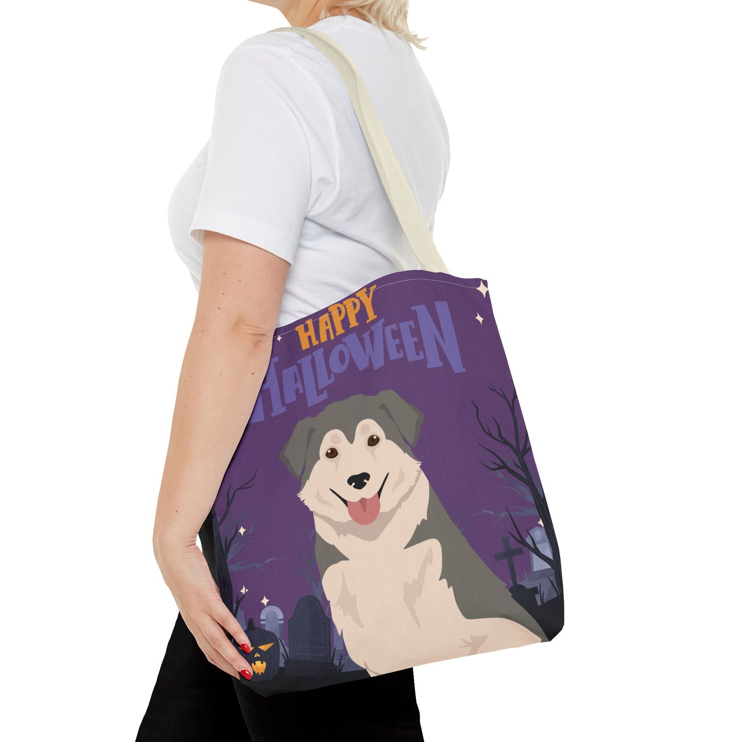 Aidi Dog Happy Halloween Tote Bag 16x16