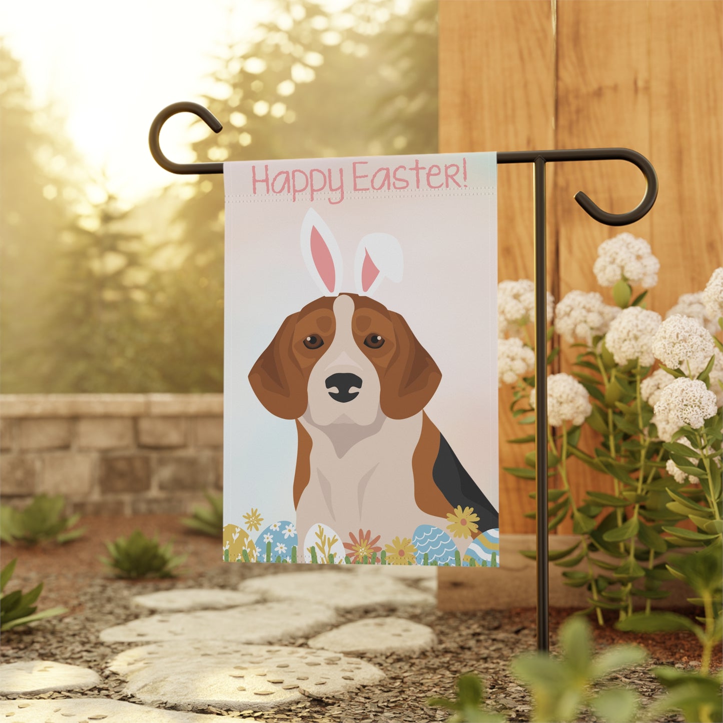 Beagle Dog Happy Easter Garden Flag