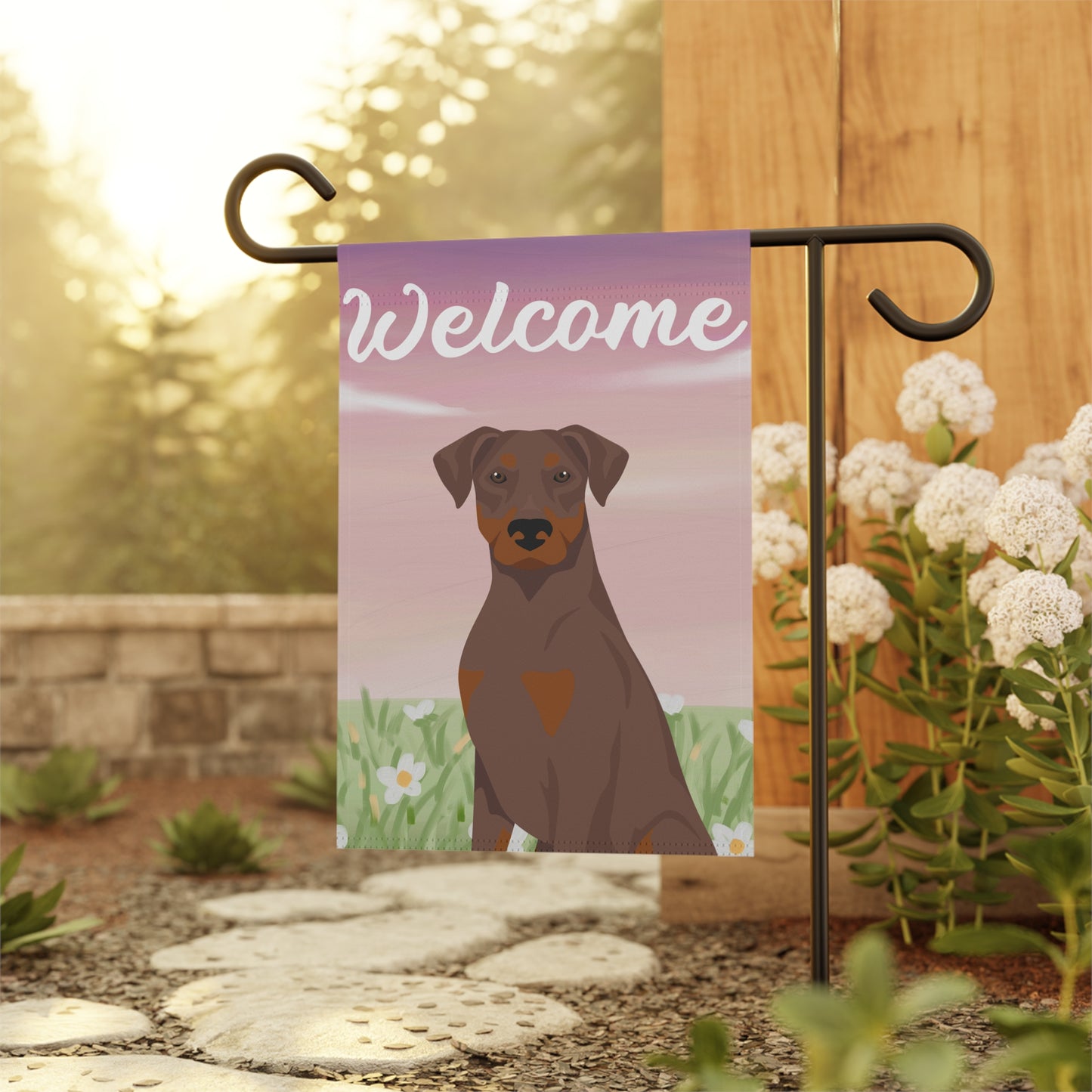 Doberman Pinscher Dog Welcome Garden Flag