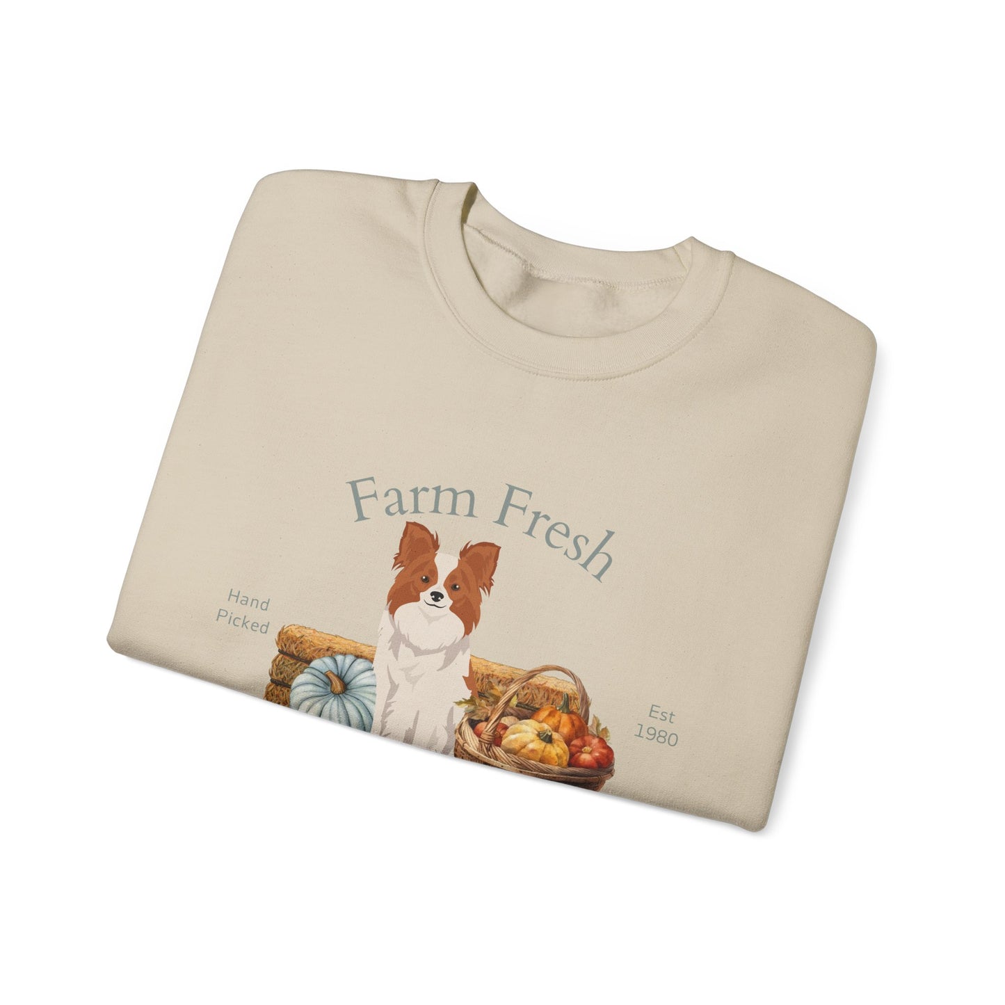 Papillon Dog Fall Farm Fresh Unisex Heavy Blend Crewneck Sweatshirt