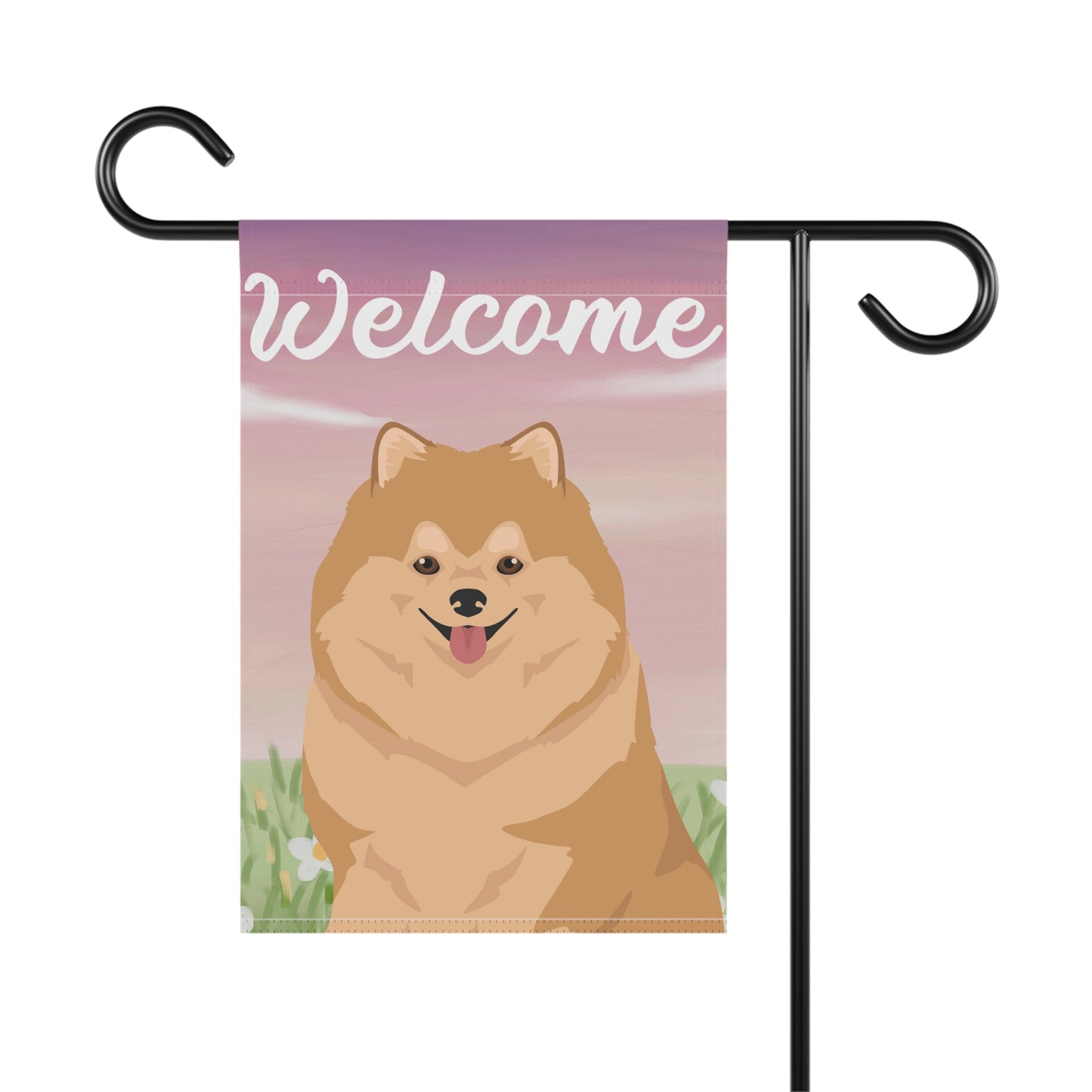 Pomeranian Dog Welcome Garden Flag