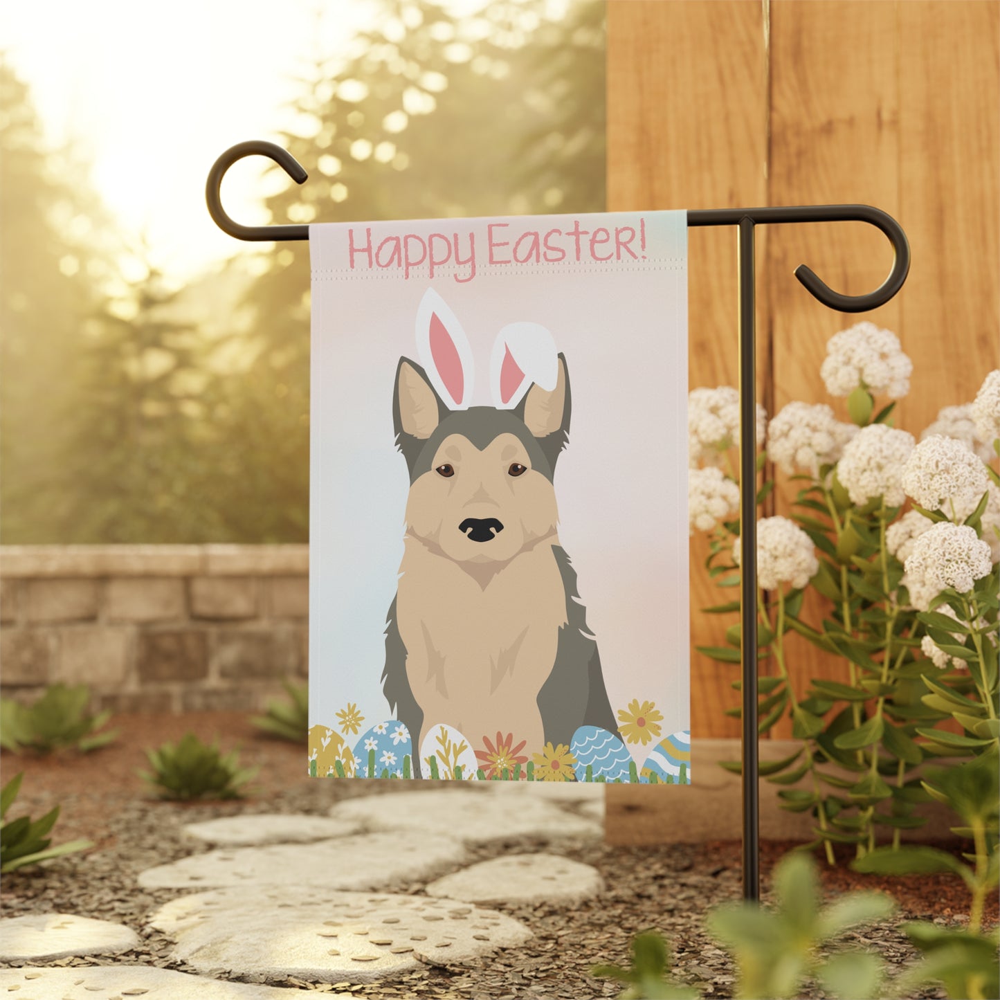West Siberian Laika Dog Happy Easter Garden Flag