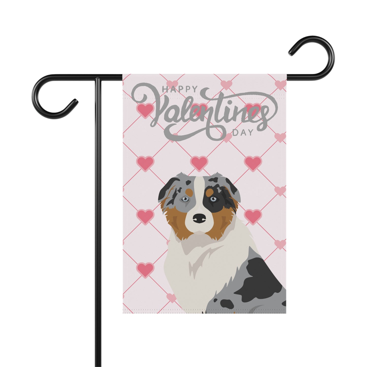 Australian Shepherd Dog Valentine's Day Garden Flag
