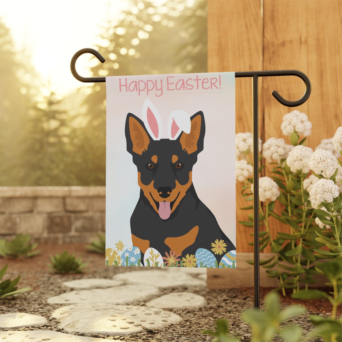 Lancashire Heeler Dog Happy Easter Garden Flag
