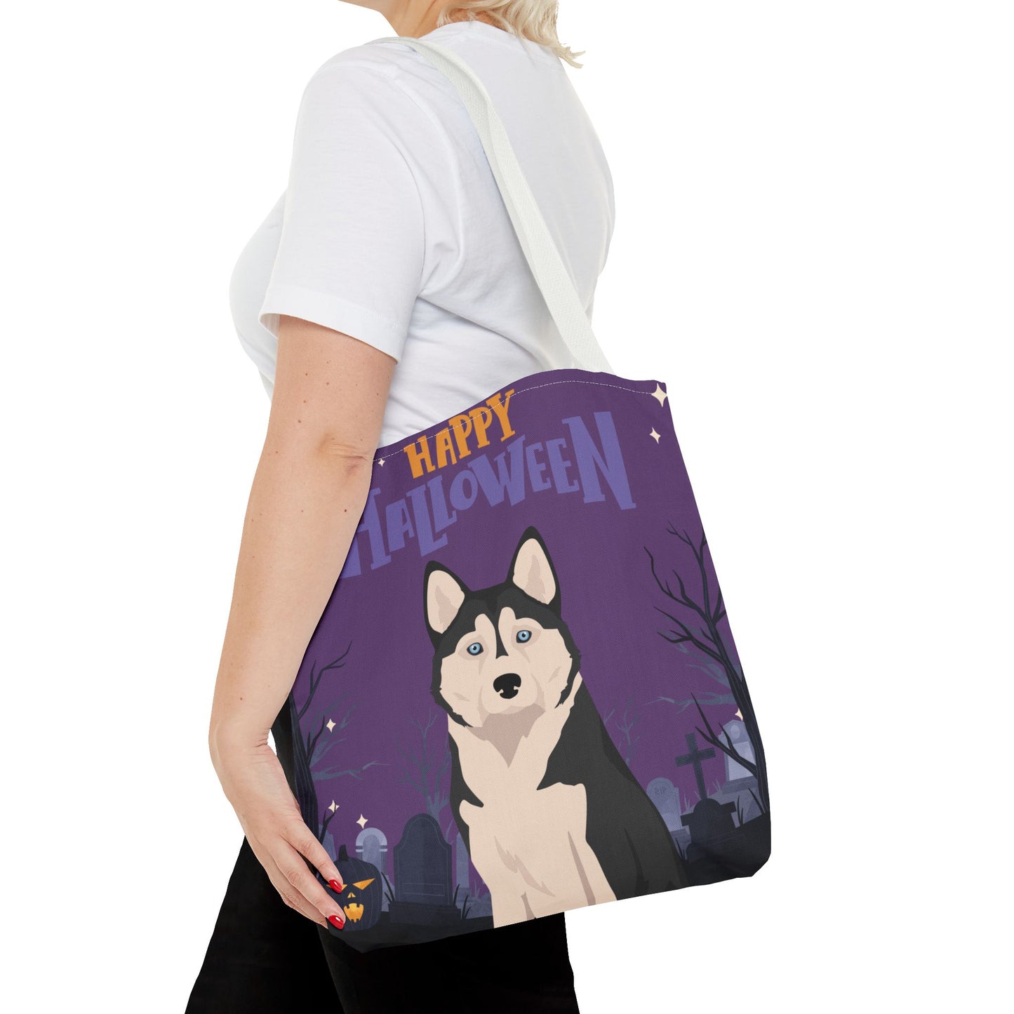 Alaskan Husky Dog Happy Halloween Tote Bag 16x16