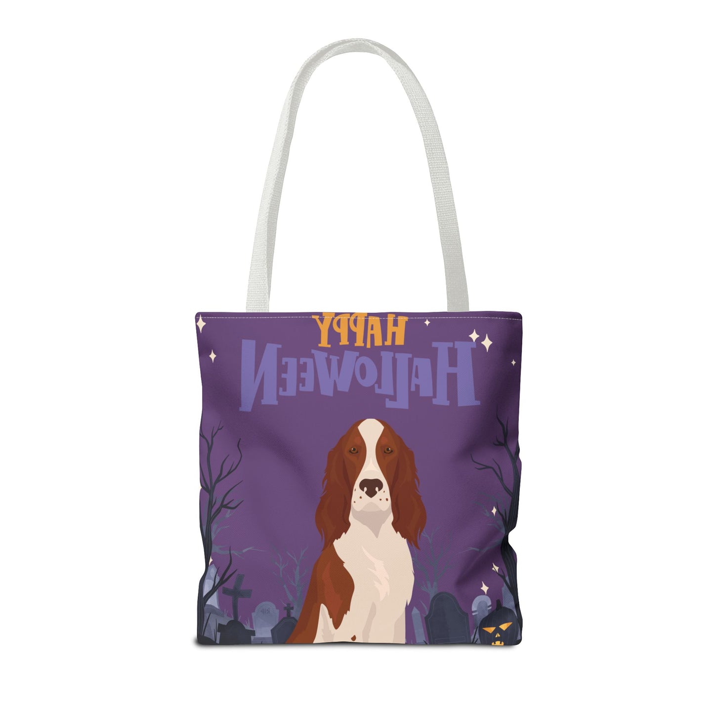 Irish Red and White Setter Dog Happy Halloween Tote Bag 16x16