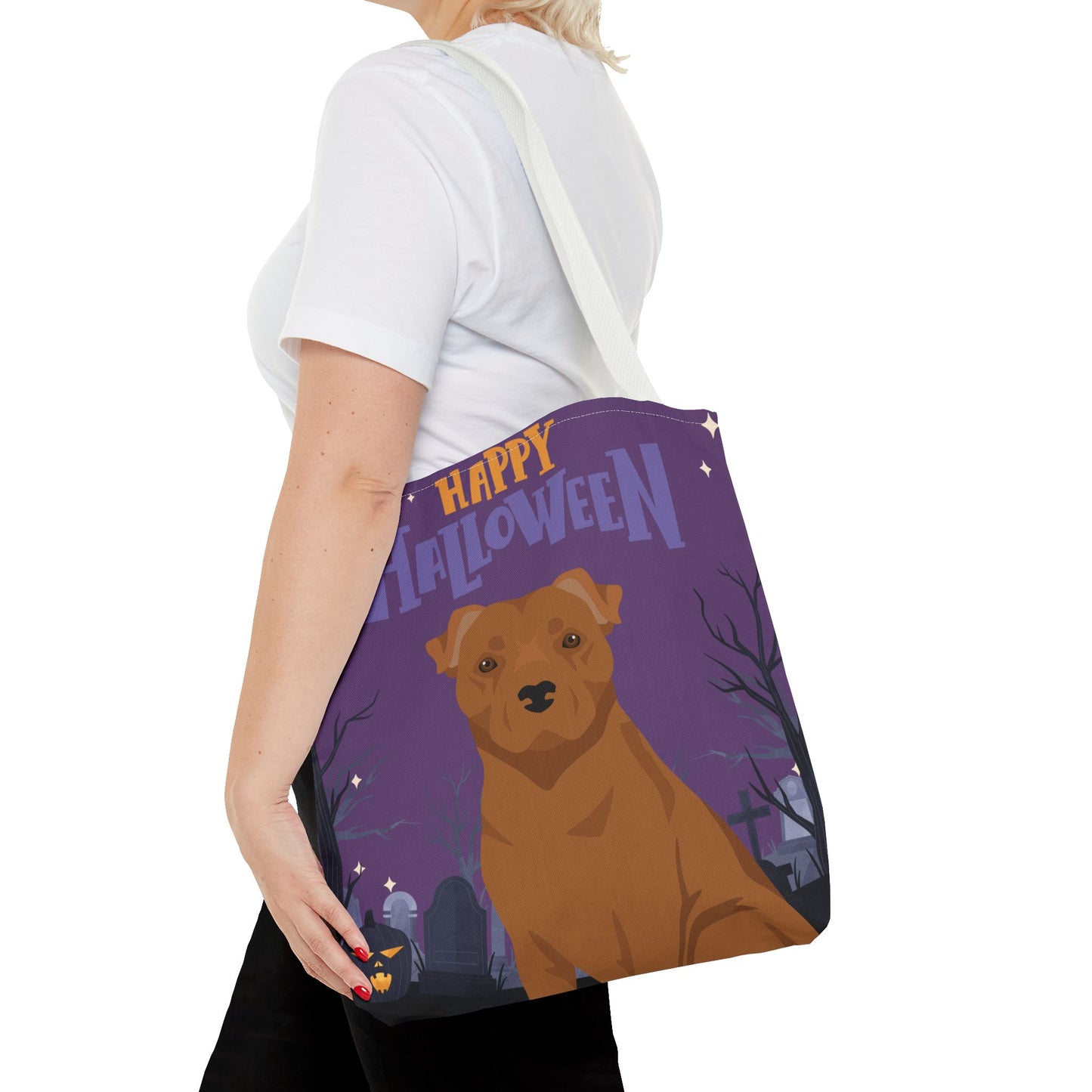Staffordshire Bull Terrier Dog Happy Halloween Tote Bag 16x16