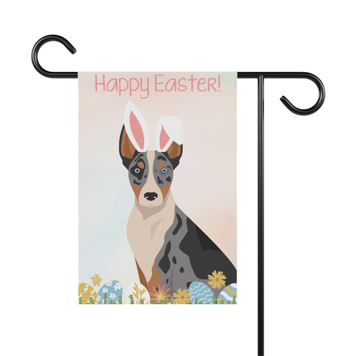 Australian Koolie Dog Happy Easter Garden Flag