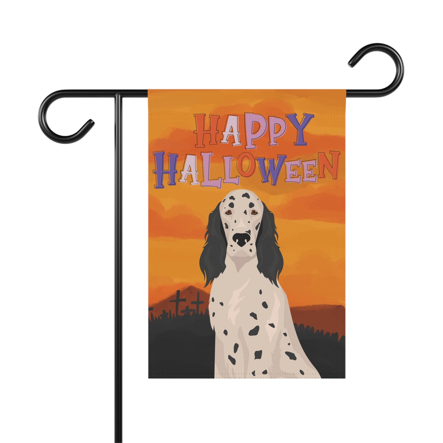 English Setter Dog Halloween Garden Flag