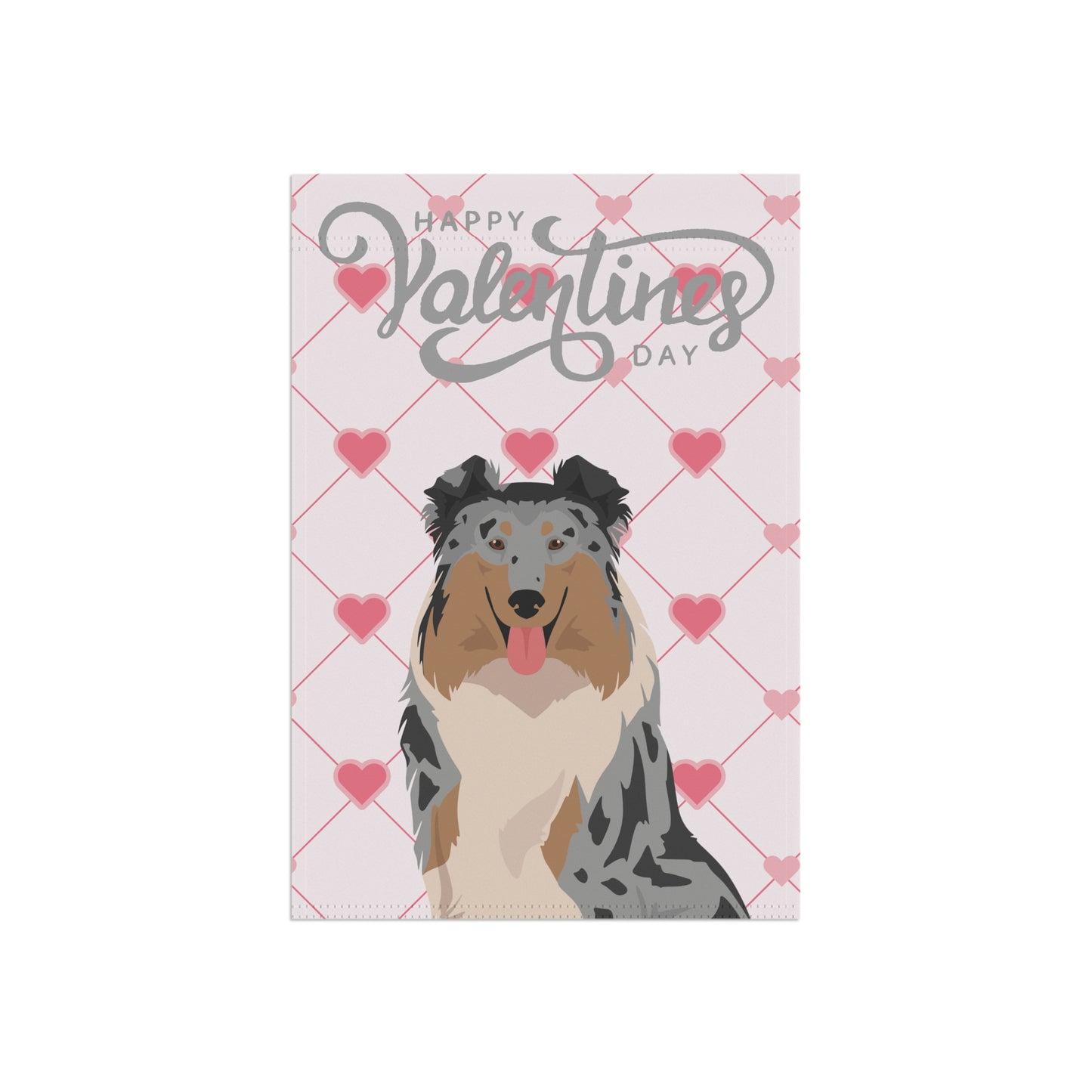 Collie Dog Valentines Day Garden Flag
