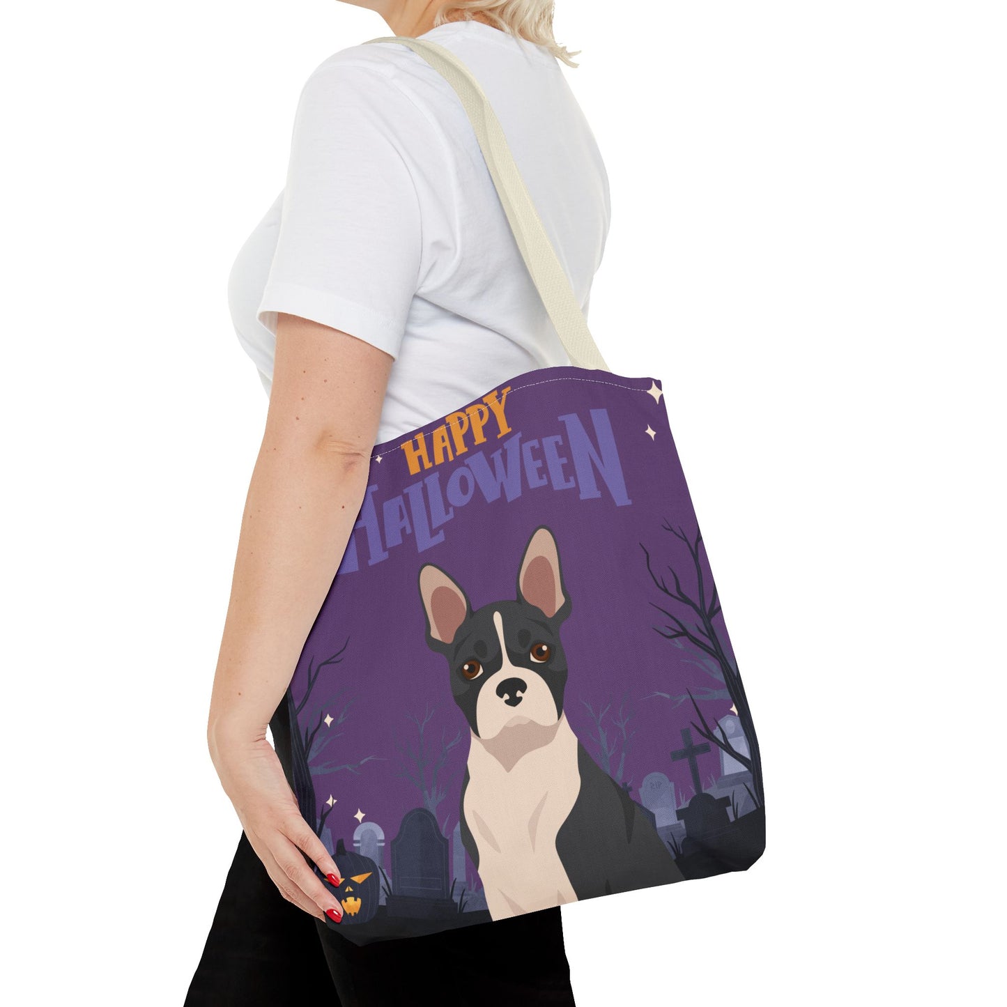 Boston Terrier Dog Happy Halloween Tote Bag 16x16