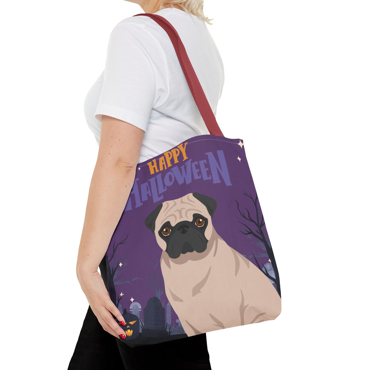 Pug Dog Happy Halloween Tote Bag 16x16
