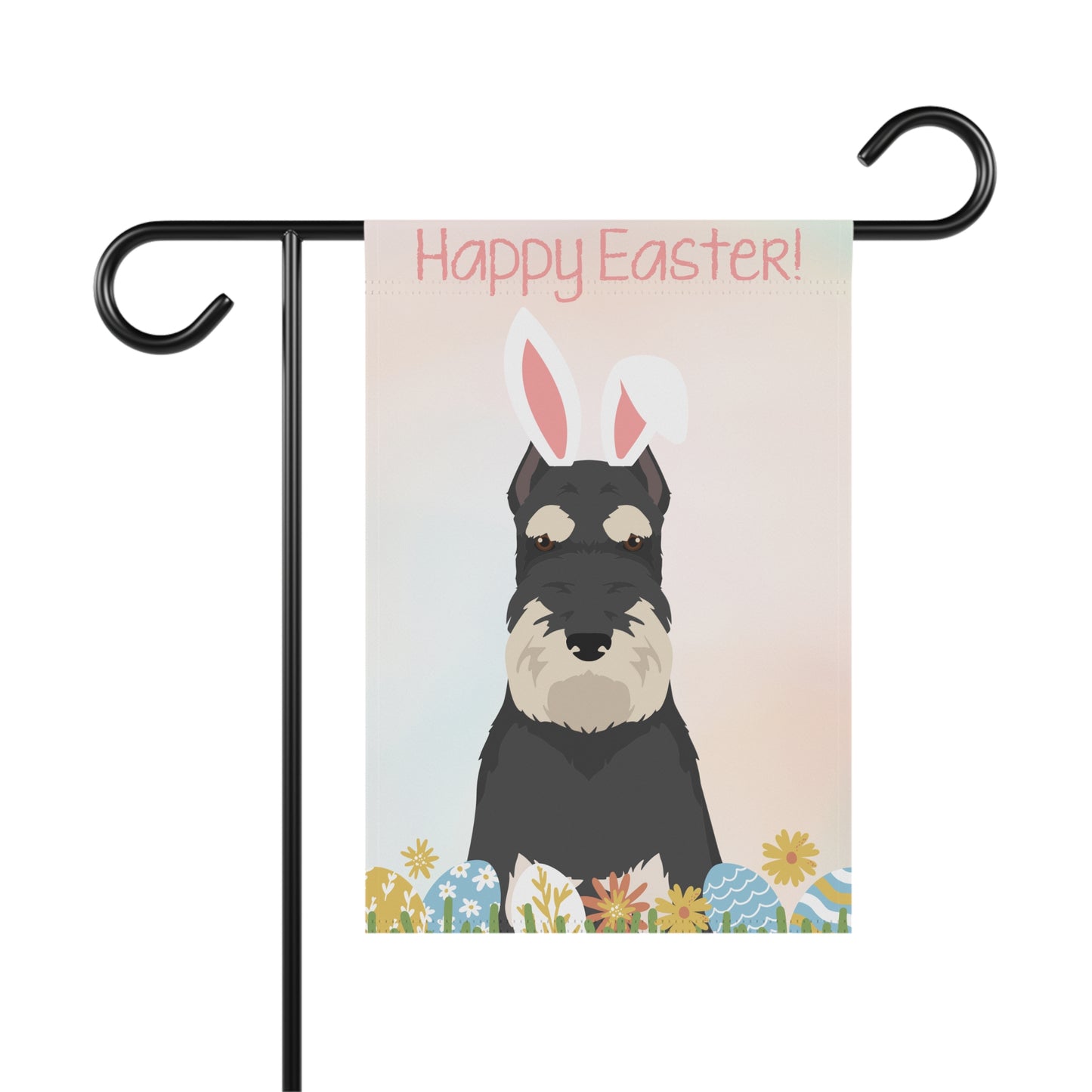 Schnauzer Dog Happy Easter Garden Flag
