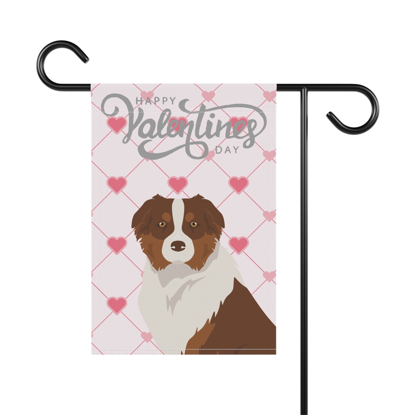 Australian Shepherd Dog Valentine's Day Garden Flag