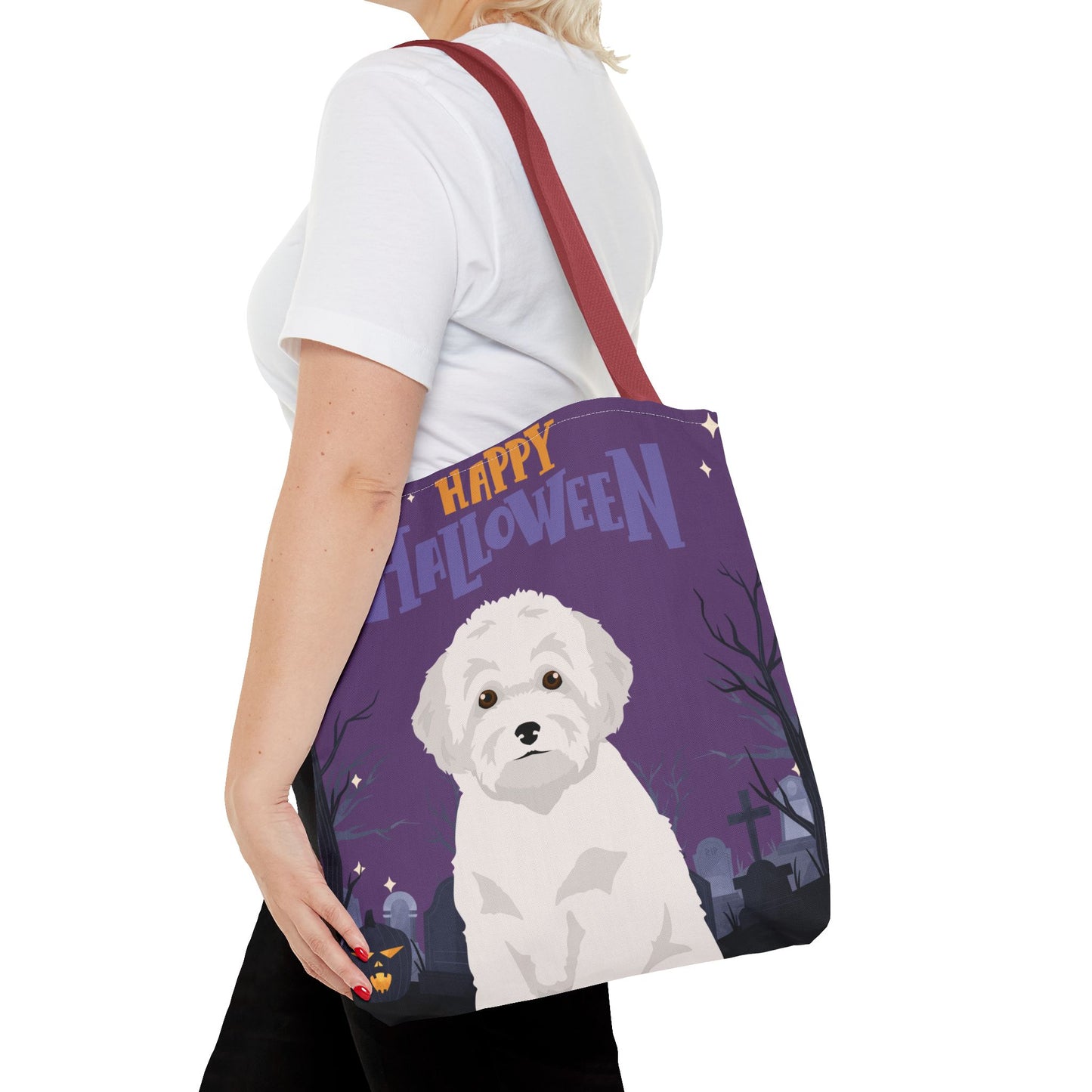 Toy Poodle Dog Happy Halloween Tote Bag 16x16