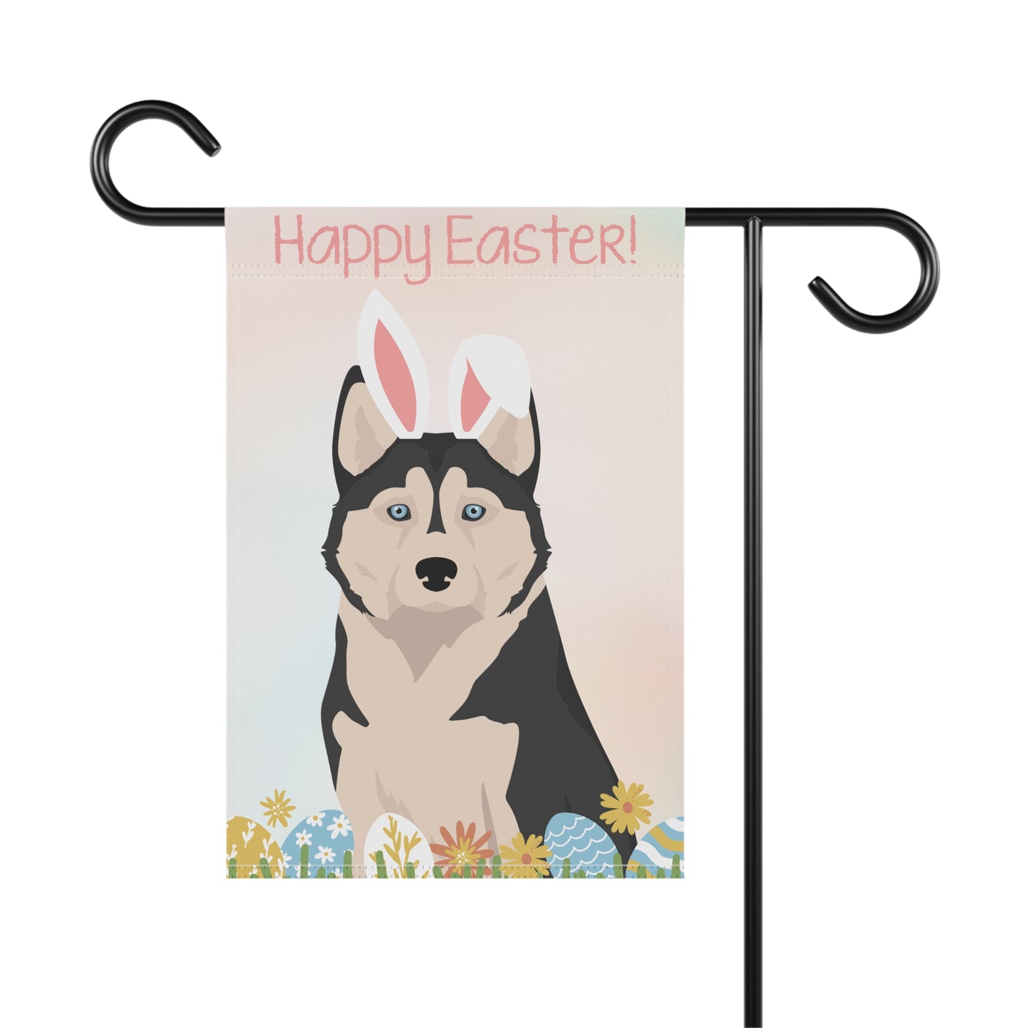 Alaskan Husky Dog Happy Easter Garden Flag