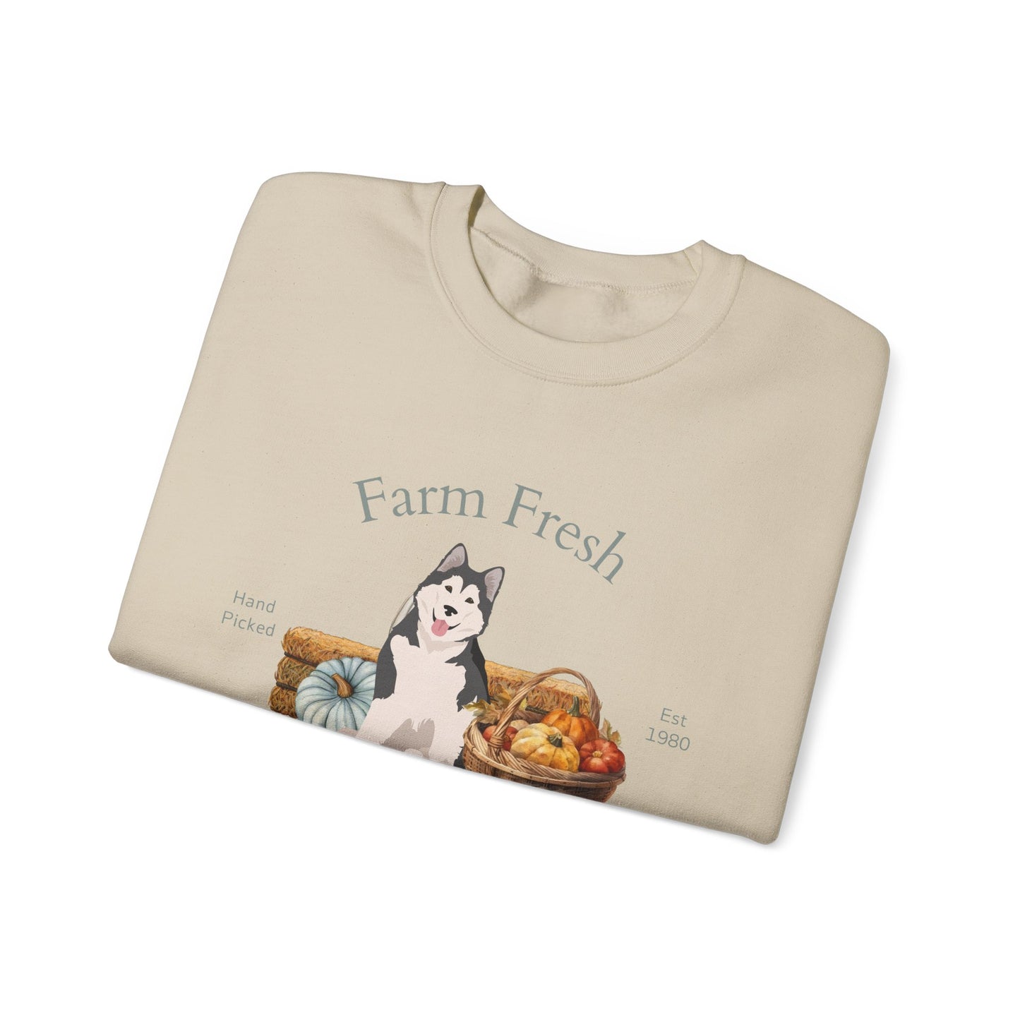 Alaskan Malamute Dog Fall Farm Fresh Unisex Heavy Blend Crewneck Sweatshirt