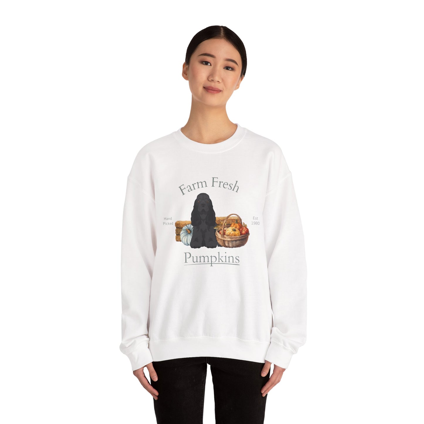Cocker Spaniel Dog Fall Farm Fresh Unisex Heavy Blend Crewneck Sweatshirt