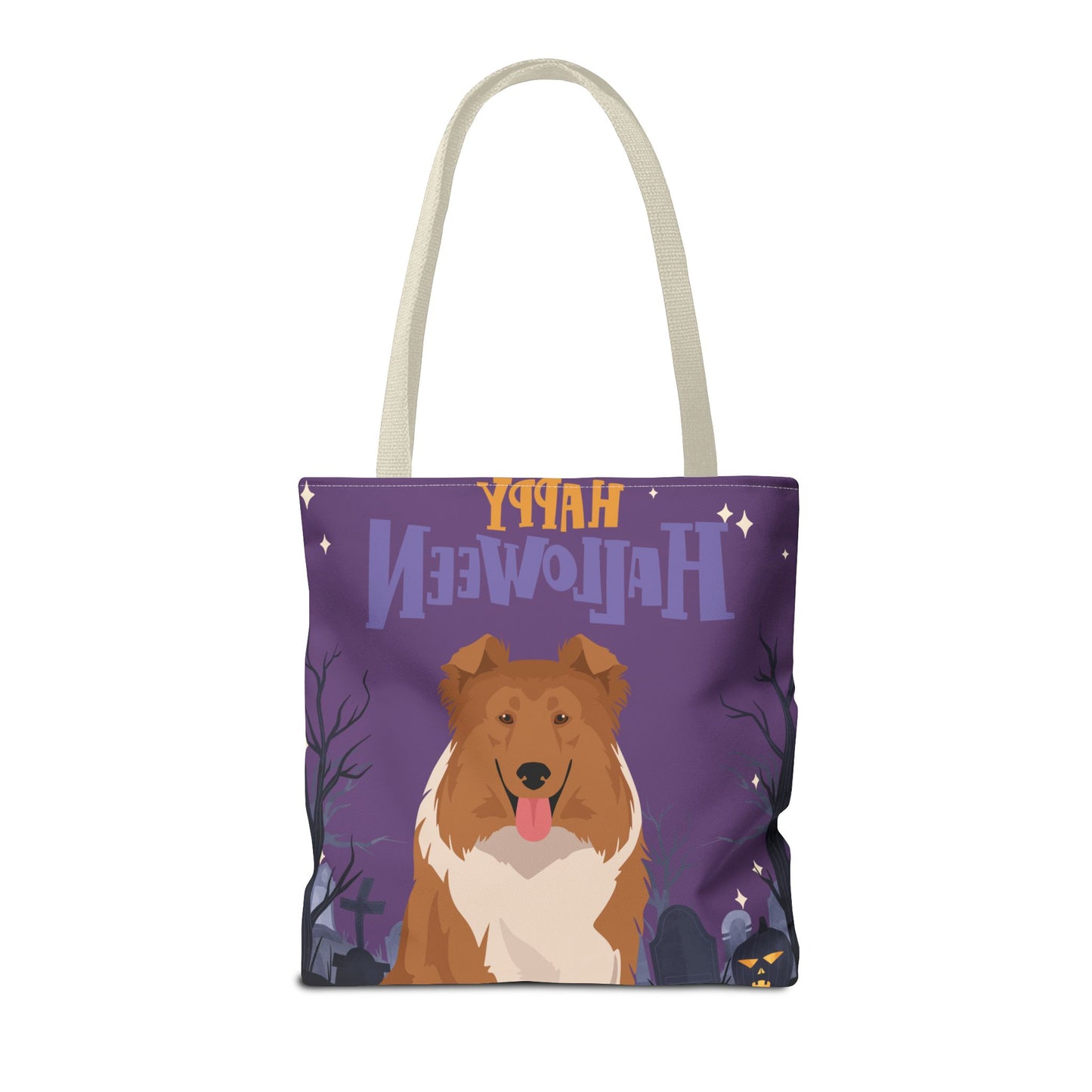 Collie Dog Happy Halloween Tote Bag 16x16