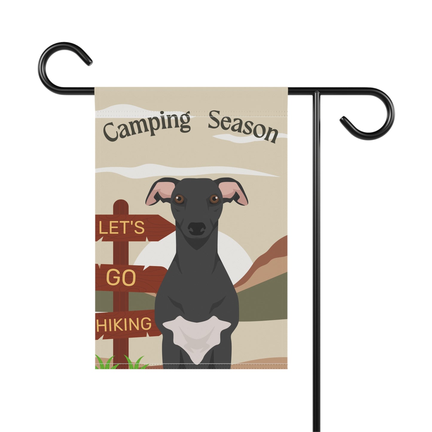 Whippet Dog Camping Garden Flag