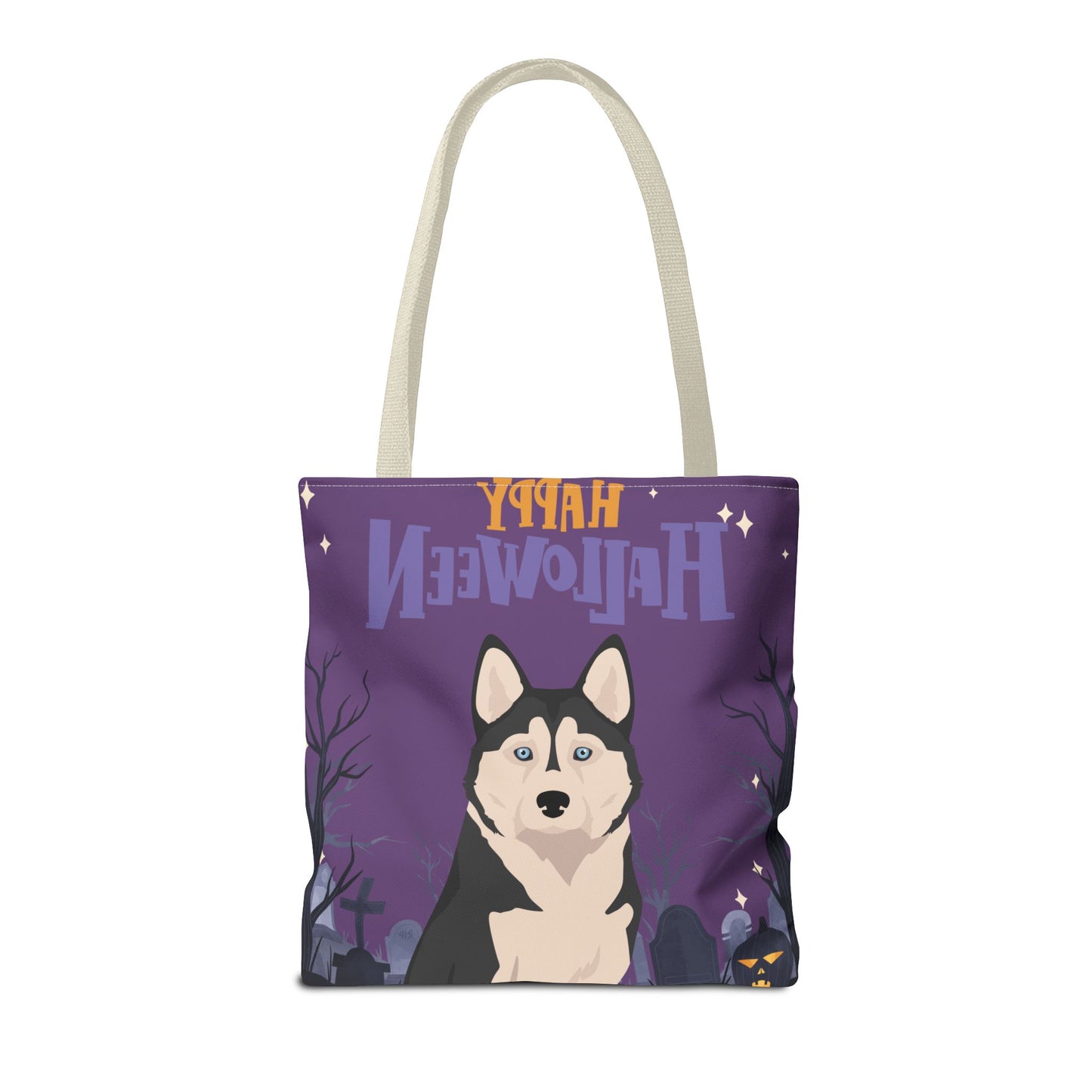 Alaskan Husky Dog Happy Halloween Tote Bag 16x16