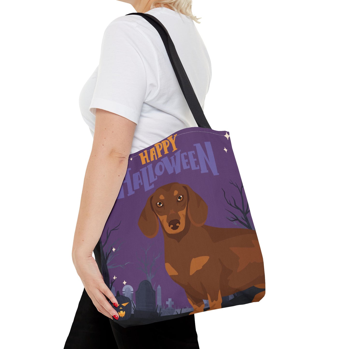 Dachshund Dog Happy Halloween Tote Bag 16x16