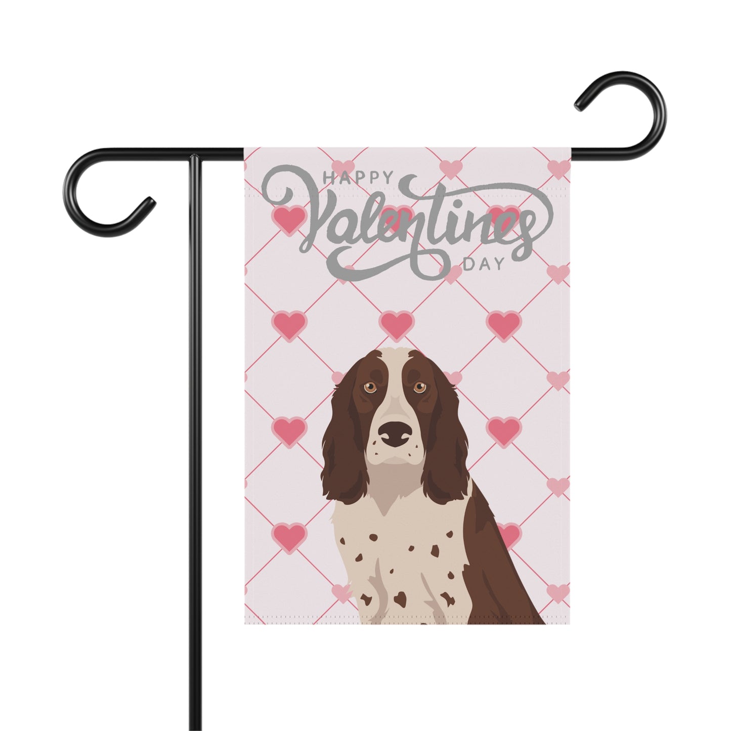 Russian Spaniel Dog Valentines Day Garden Flag
