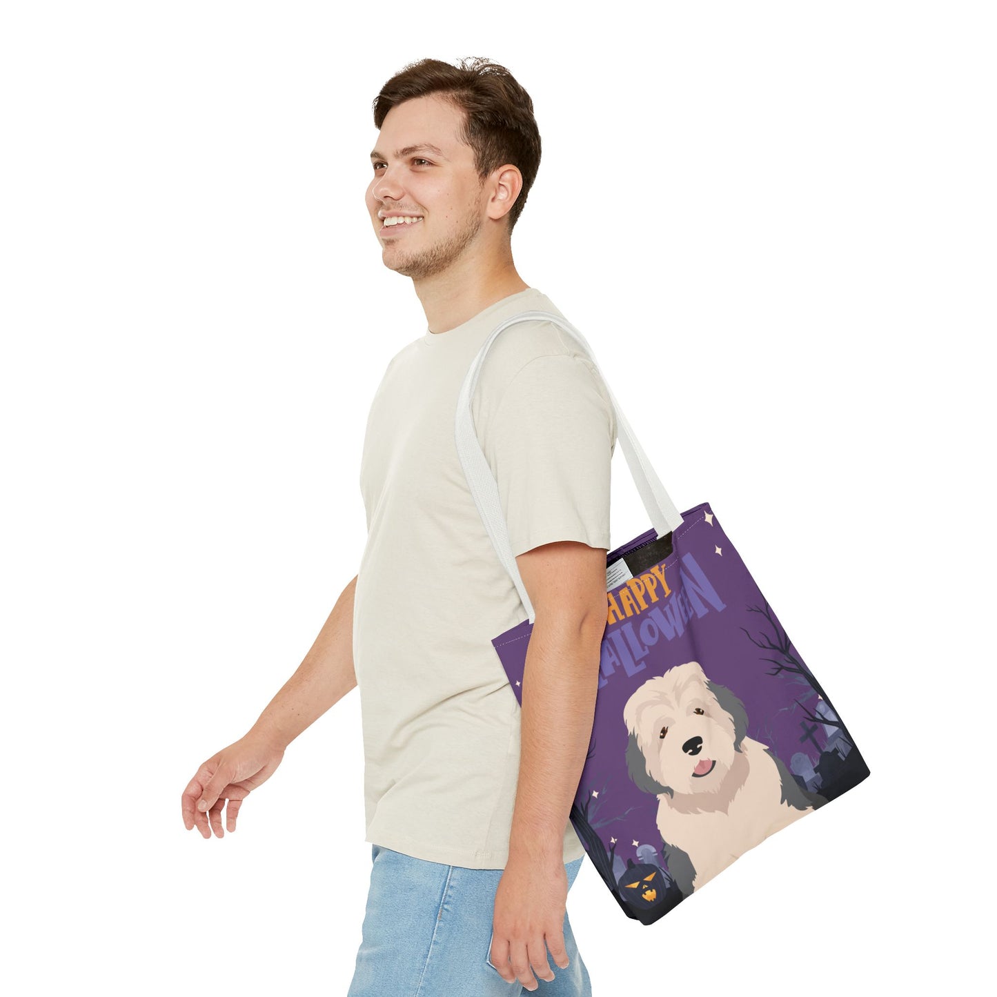 Old English Sheepdog Dog Happy Halloween Tote Bag 16x16