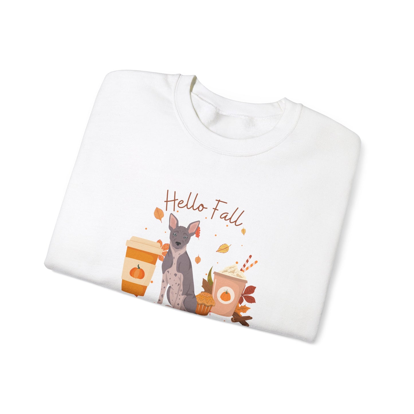 American Hairless Terrier Dog Fall Unisex Heavy Blend Crewneck Sweatshirt