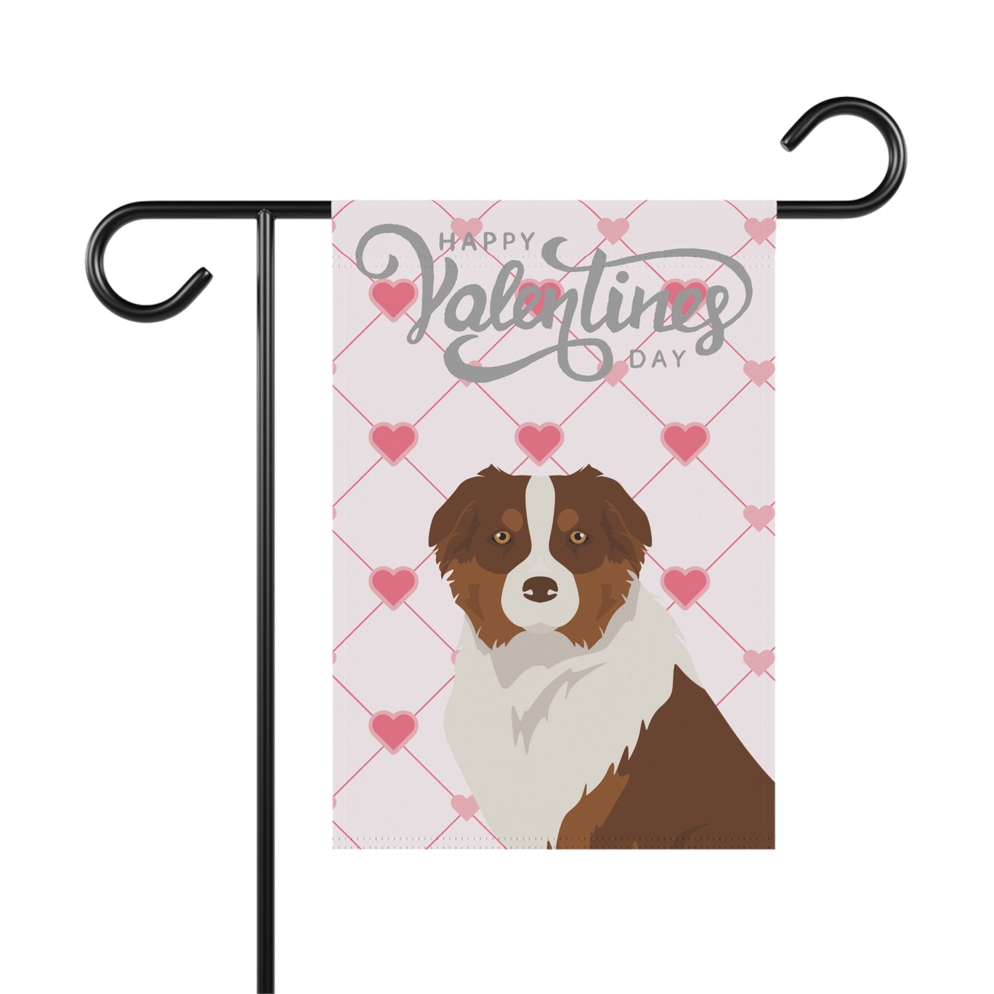 Australian Shepherd Dog Valentine's Day Garden Flag