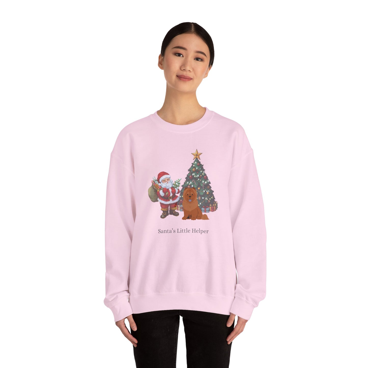 Chow Chow Dog Santa's Little Helper Unisex Heavy Blend Crewneck Sweatshirt